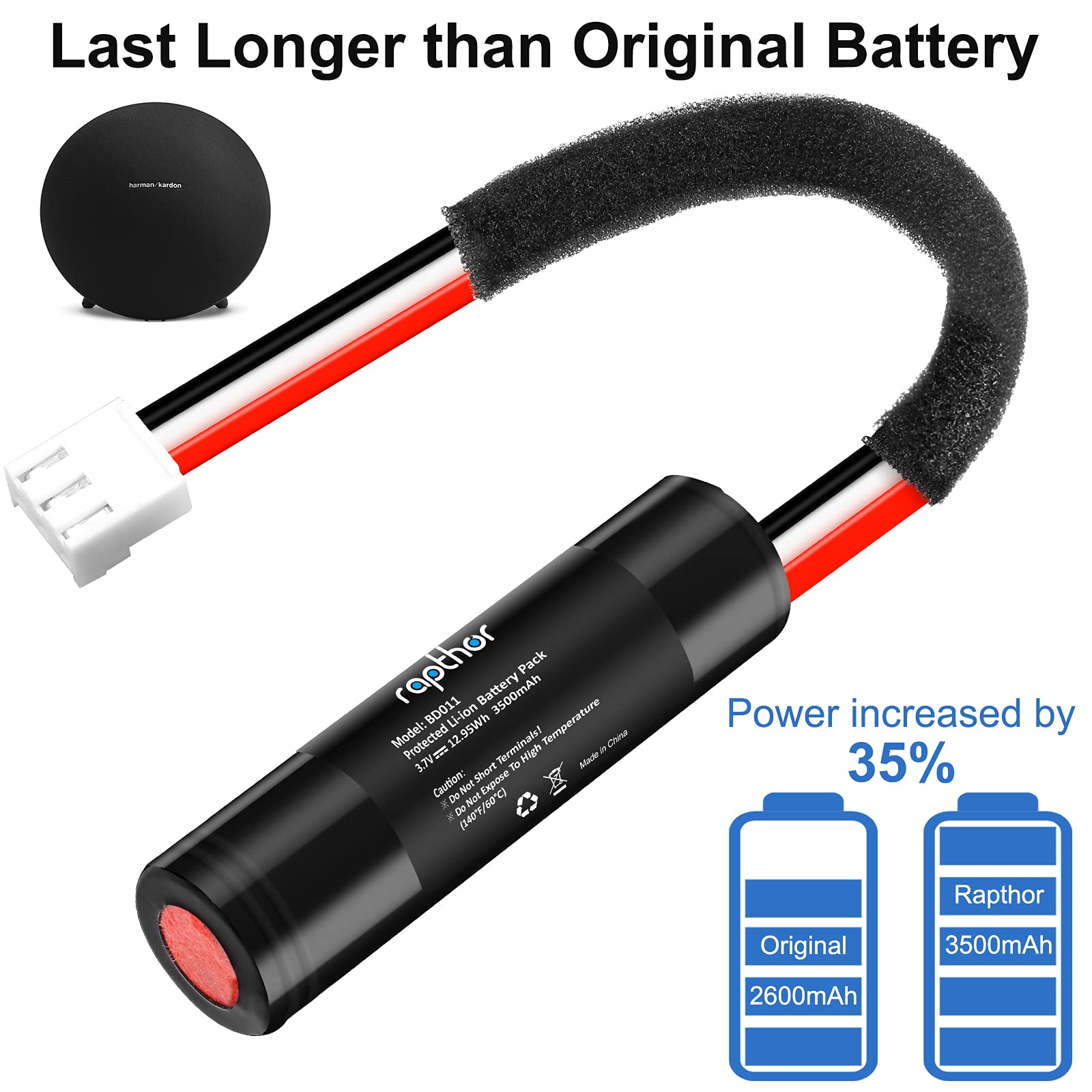 Rapthor 3500mAh Replacement Battery for Harman Kardon Onyx Studio 1 2 3 4 - High Capacity Rechargeable Li-ion Battery for Wireless Bluetooth Speakers | Perfect for Home, Outdoor, Travel & Party Use