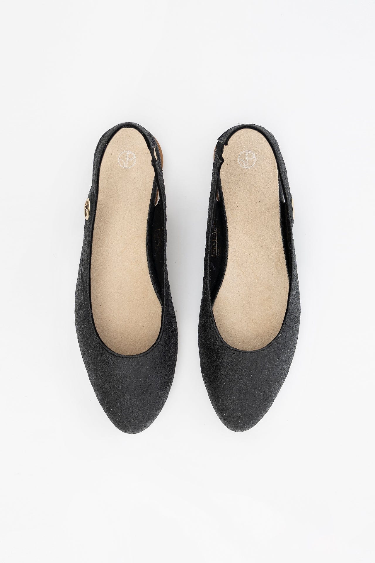 Vegan Leather Sling Back Flats for Women | Cannes Piñatex® Eco-Friendly Shoes | Comfortable & Stylish Charcoal Ballet Flats for Casual Wear, Office & Date Night