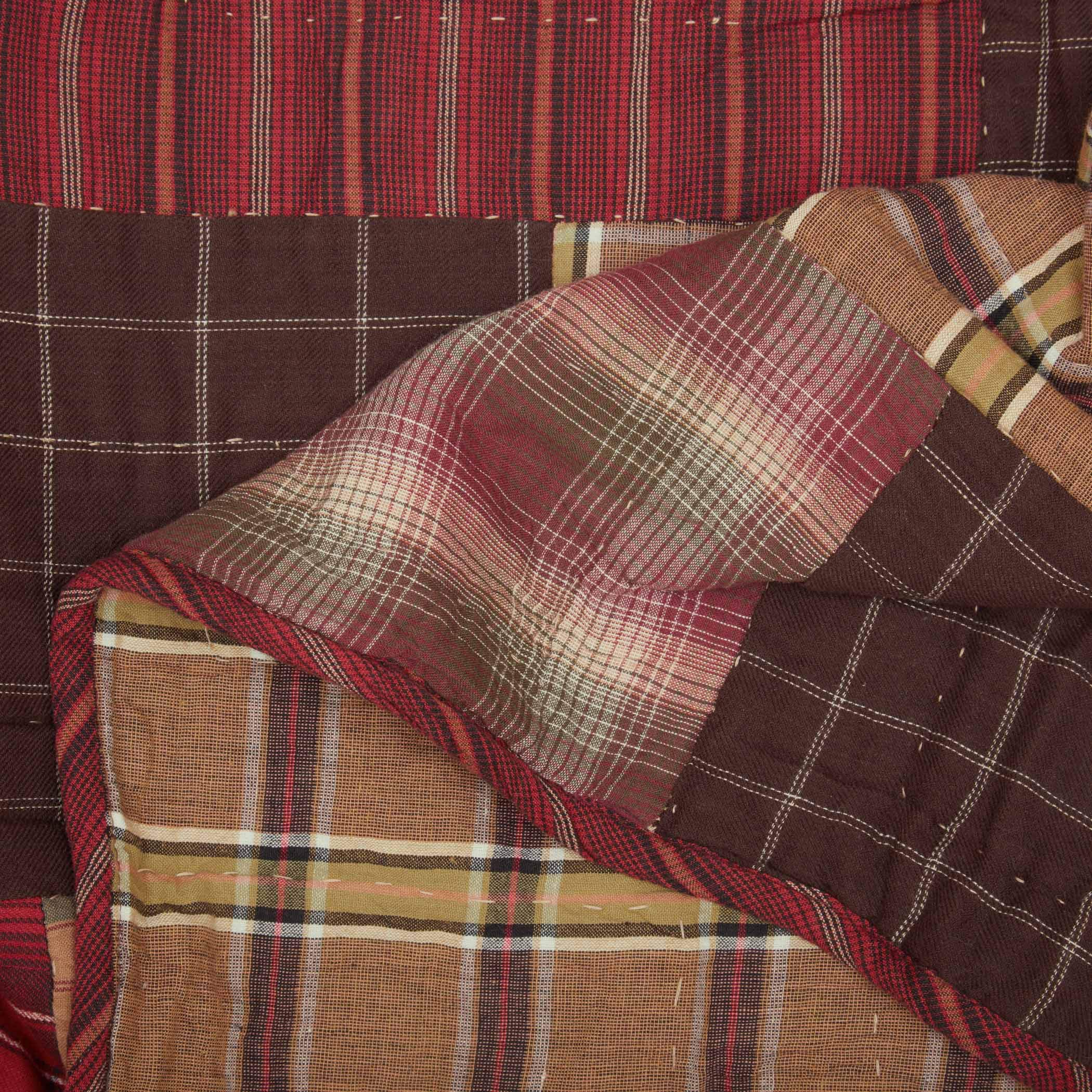 VHC Brands Wyatt Plaid Cotton Rustic Pre-Washed Quilt Sham King Size - Farmhouse Bedding Set in Patchwork Tan - Perfect for Rustic, Farmhouse & Country Style Bedrooms