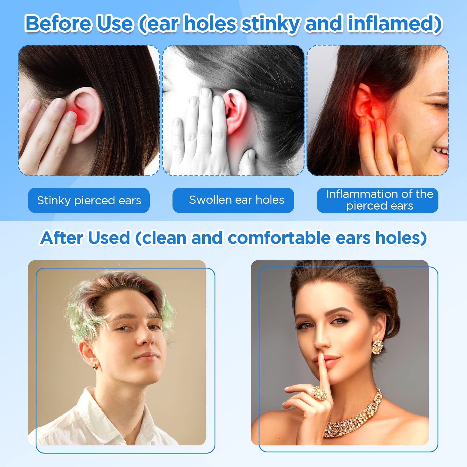 Disposable Ear Piercing Cleaner Floss - 420 Pieces Multicolor Ear Hole Cleaner for Men & Women - Piercing Aftercare & Odor Removal - Perfect for Daily Cleaning, Travel & Fresh Piercing Care