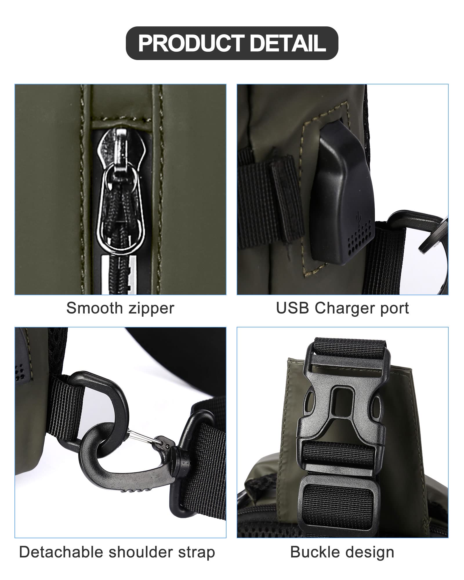 Lightweight Black Sling Crossbody Backpack - Adjustable Shoulder Bag for Men & Women - Perfect for Travel, Gym, Hiking & Everyday Use