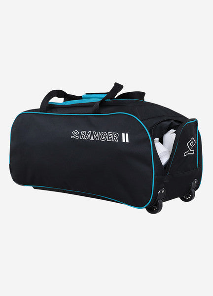 Shrey Ranger Wheelie Bag - Durable Rolling Luggage for Travel, Black & Blue - Perfect for Airports, Business Trips, and Weekend Getaways