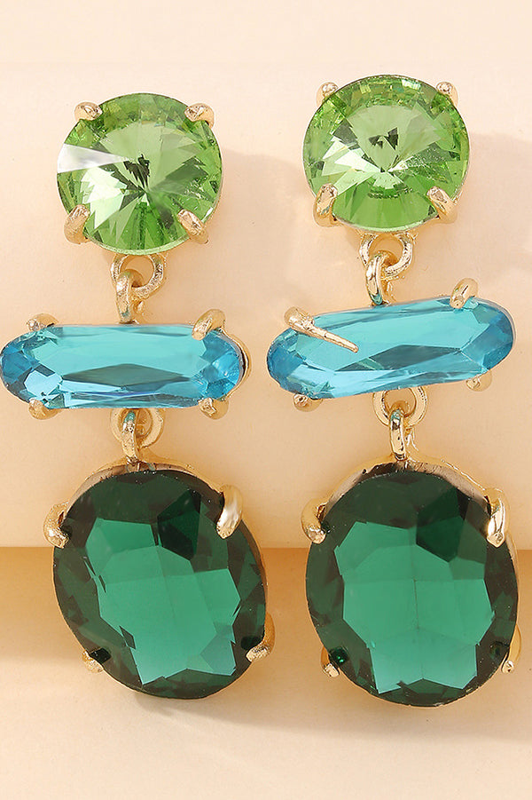 Elegant Faceted Diamond Earrings with Contrasting Colors | Perfect for Weddings, Parties & Special Occasions