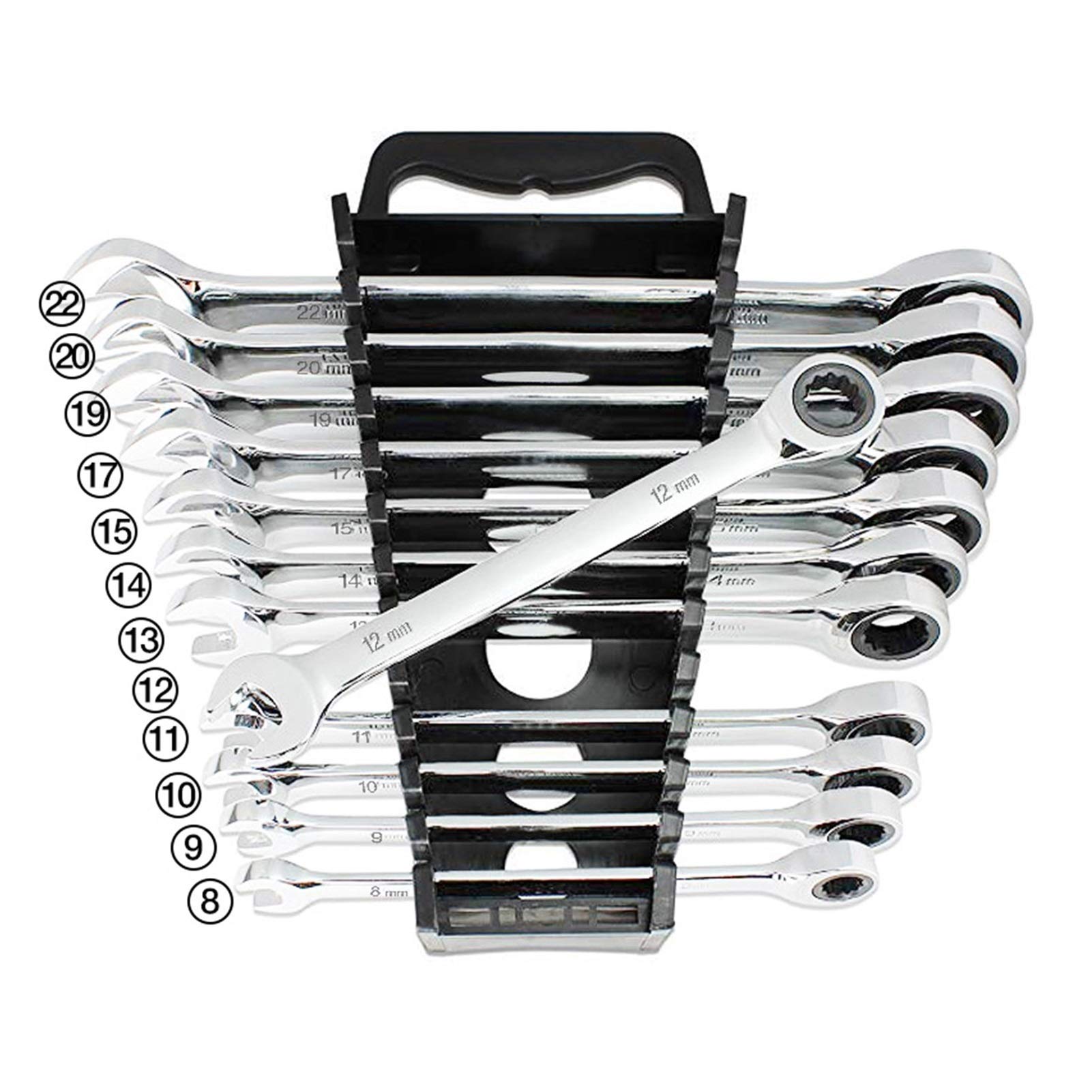 14-Piece Flexible Head Gear Wrench Set - Universal Ratchet Spanner Tool Kit for Car Repair, Bike Maintenance & Home DIY (8-22mm, 12P) - Durable Hand Tools for Mechanics & Auto Enthusiasts