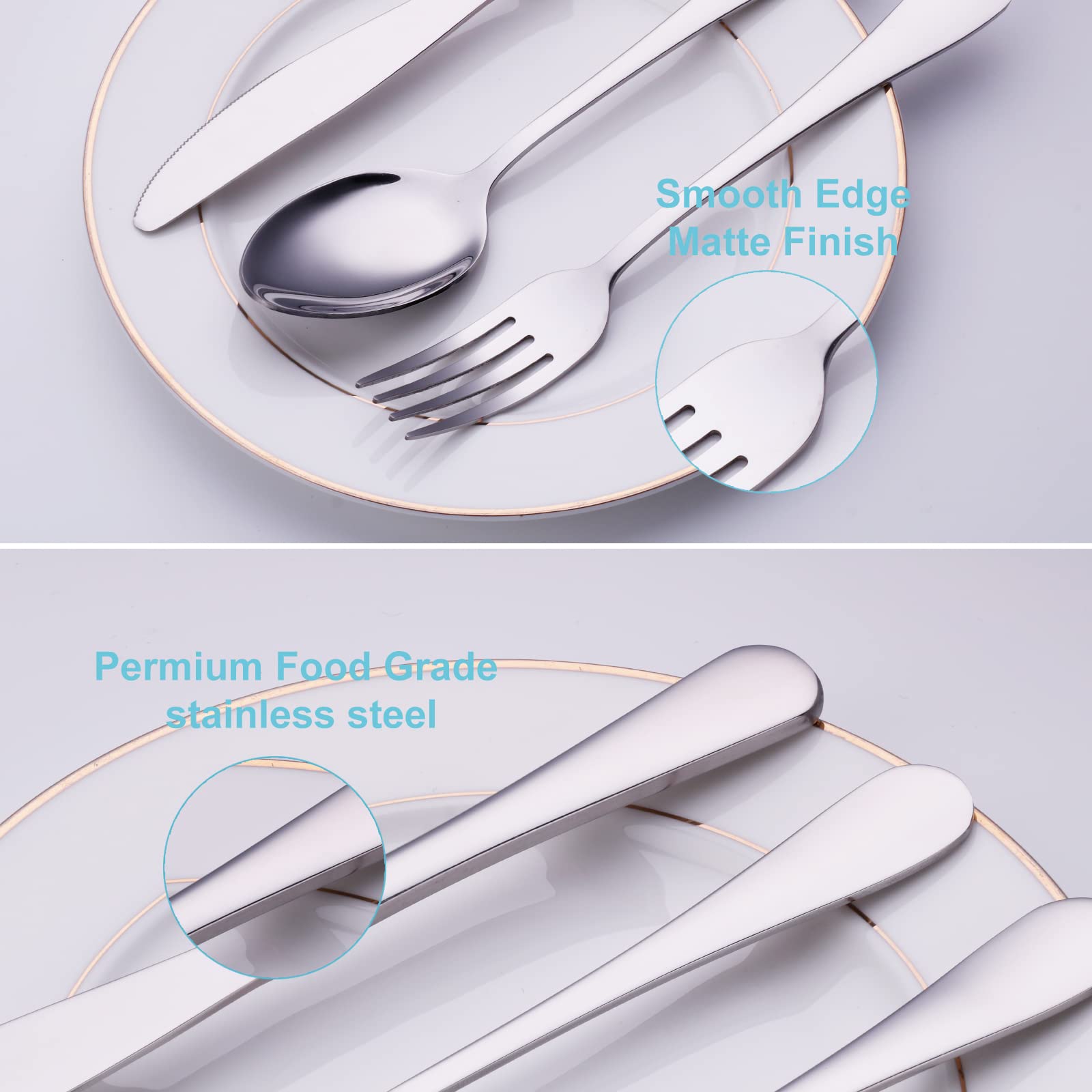 Premium 20-Piece Stainless Steel Silverware Set for 4 - Mirror Polished Cutlery Set with Knives, Forks & Spoons - Dishwasher Safe Flatware for Everyday Dining & Dinner Parties (Silver)