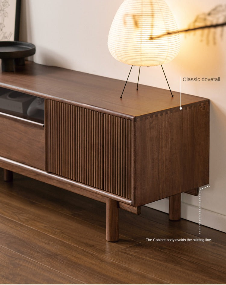 Premium Black Walnut & Ash Solid Wood TV Stand - Modern Entertainment Center for Living Room, Bedroom & Home Theater