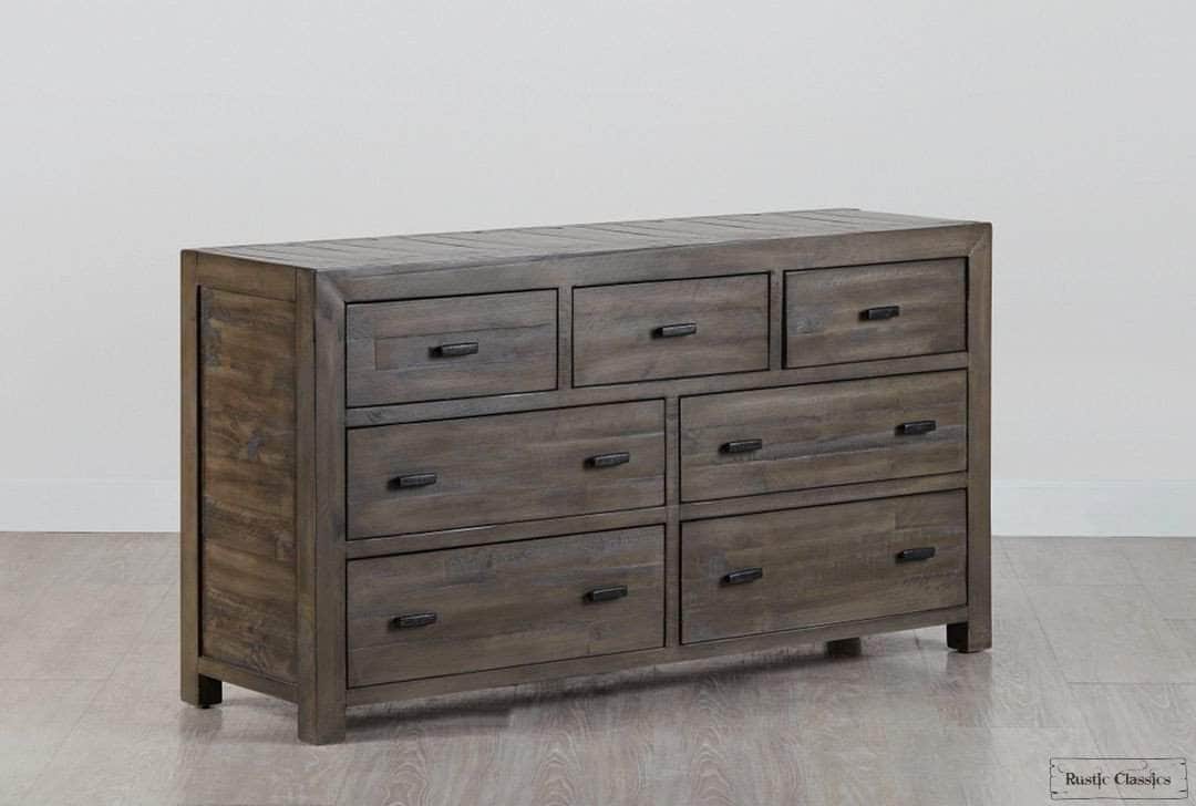 Whistler 4-Piece Reclaimed Wood Platform Bedroom Set in Grey - Queen/King Size - Rustic Modern Bed Frame with Nightstands & Dresser for Cozy Master Bedroom