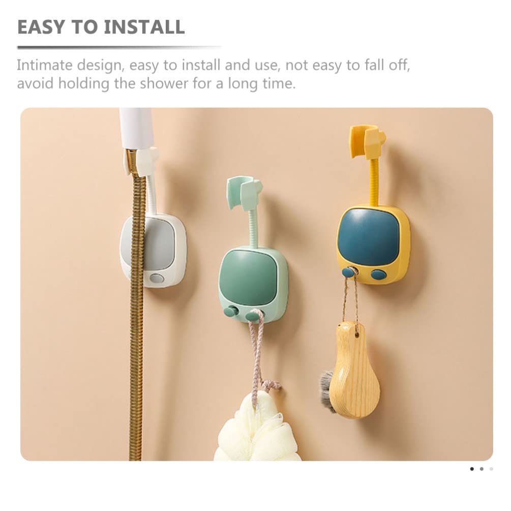 FOMIYES Adjustable Shower Head Bracket - Rubberized Metal Wall Mount Holder for Shower Wand & Tube Hanger - Strong Adhesive Fixing Base - Perfect for Bathroom, Spa, and RV Use