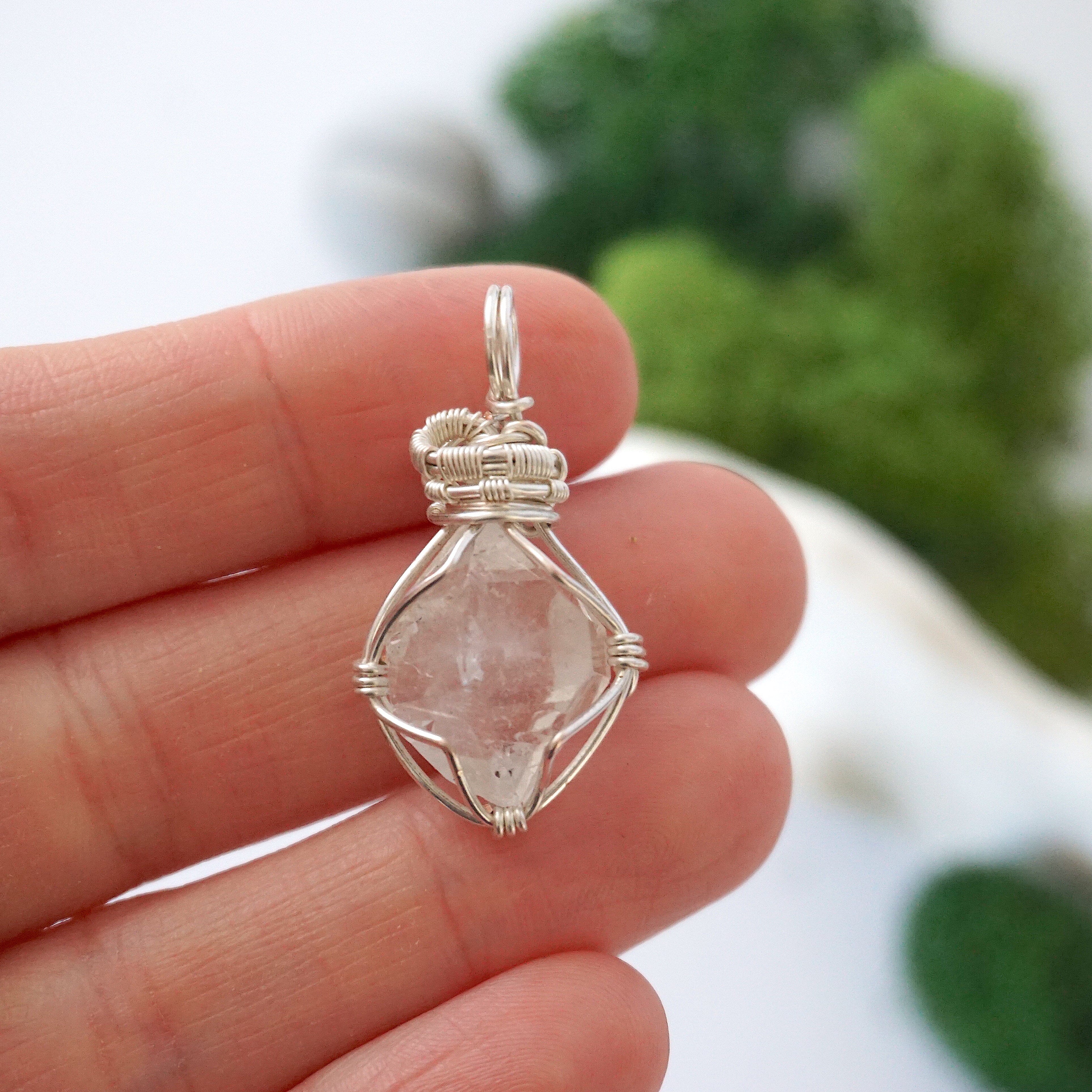 Herkimer Diamond Necklace - Sterling Silver Plated Pendant for Women, Elegant Crystal Jewelry Gift for Birthday, Anniversary & Special Occasions