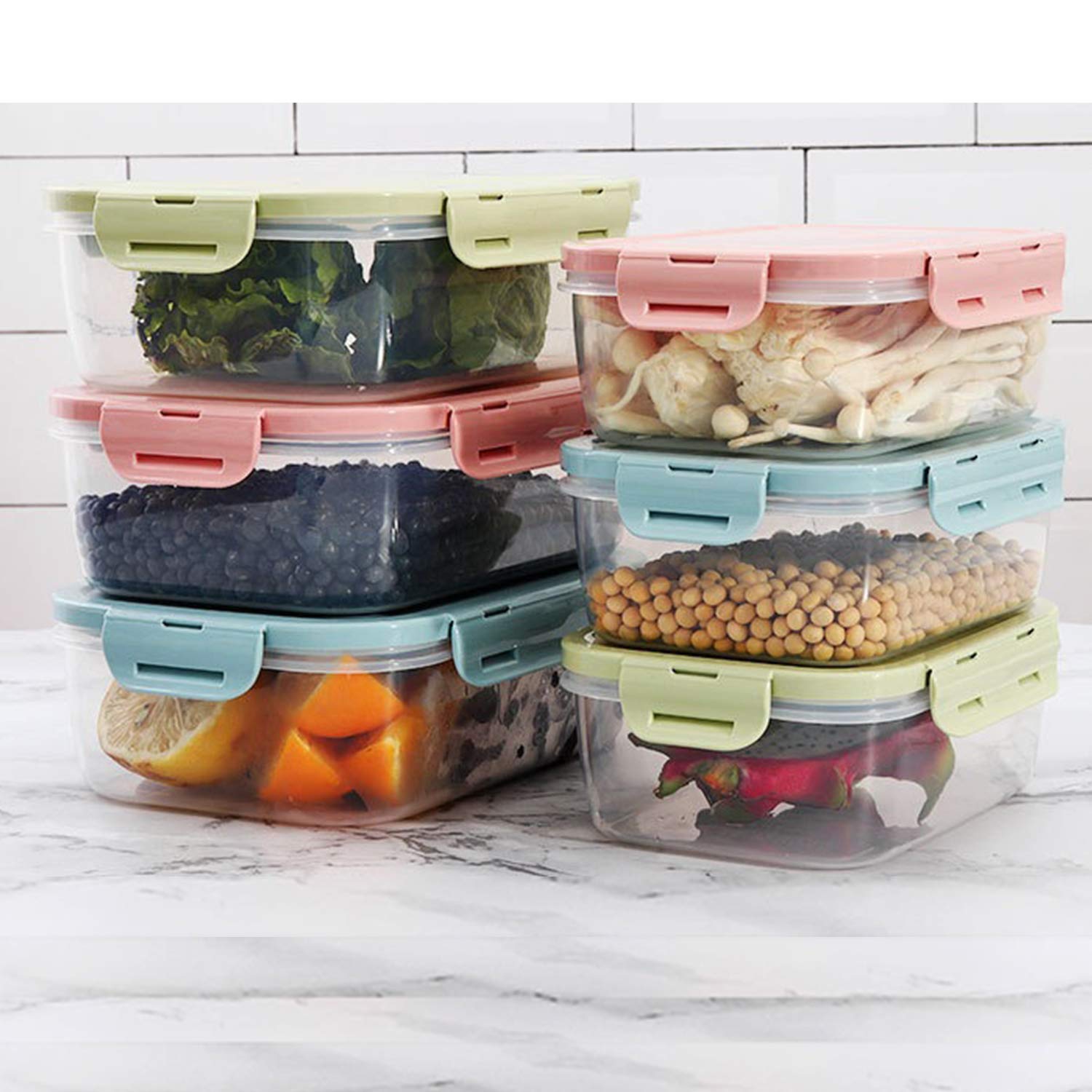Airtight Food Storage Containers Set with Lids - 10-Piece Plastic Bento Lunch Boxes for Meal Prep | Microwave, Dishwasher & Freezer Safe | Perfect for Office, School & Picnic (Green)