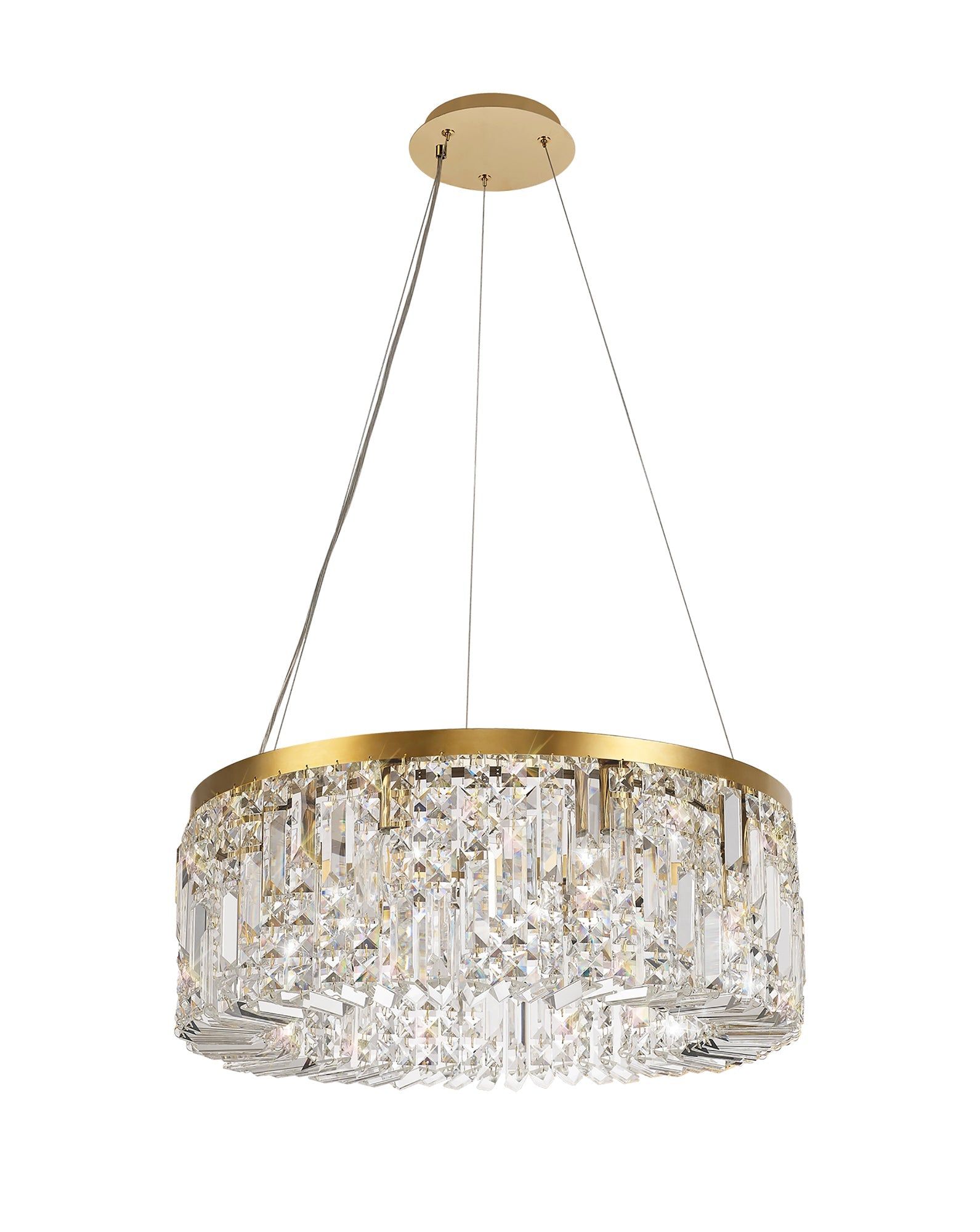 Ashby Small & Large Round Pendant Chandelier - 8 Light E14 Base - Gold & Crystal or Polished Chrome & Crystal - IP20 Rated - Perfect for Dining Room, Bedroom, or Entryway Lighting