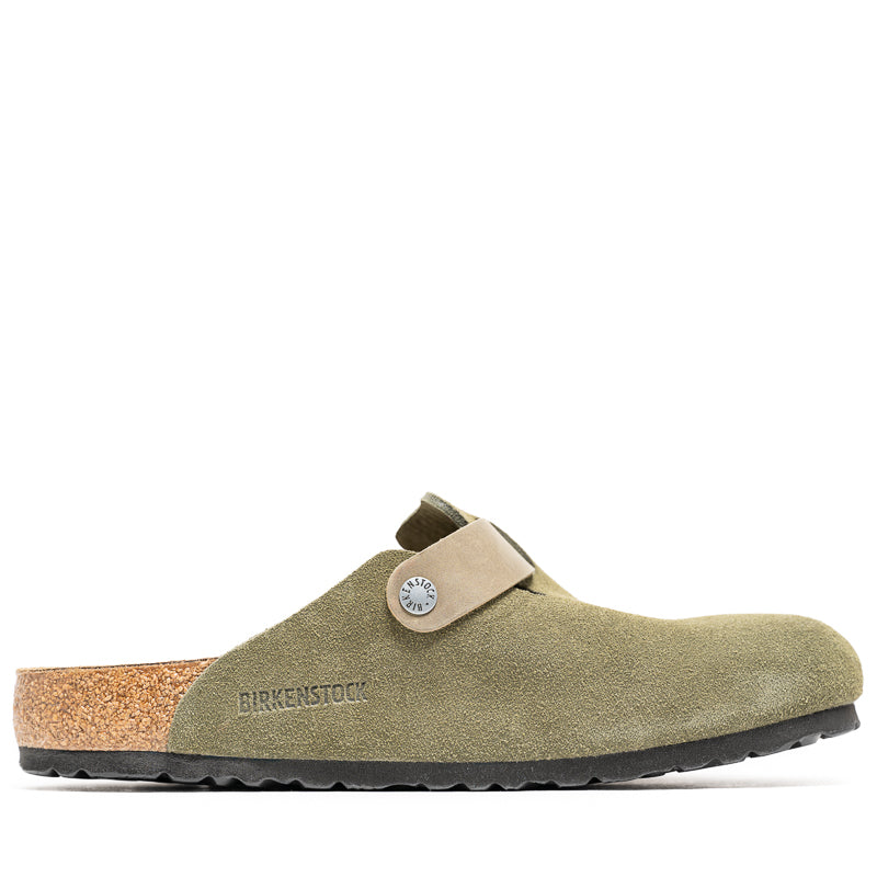 Birkenstock Boston Suede Oiled Leather Clogs in Thyme - Comfortable Unisex Slip-On Shoes for Home, Office & Outdoor Wear