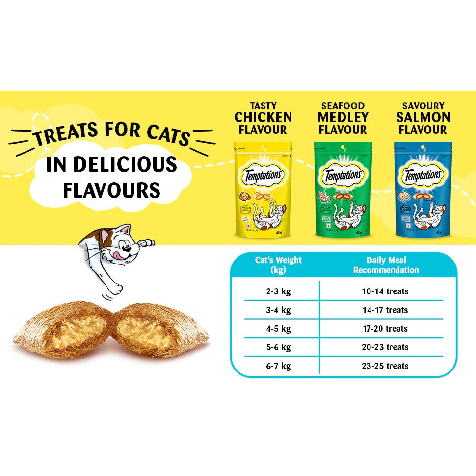 Temptations Tasty Flavors Cat Treats 75g - Crunchy & Soft Cat Snacks for Indoor & Outdoor Cats - Perfect for Training, Rewards & Bonding Time