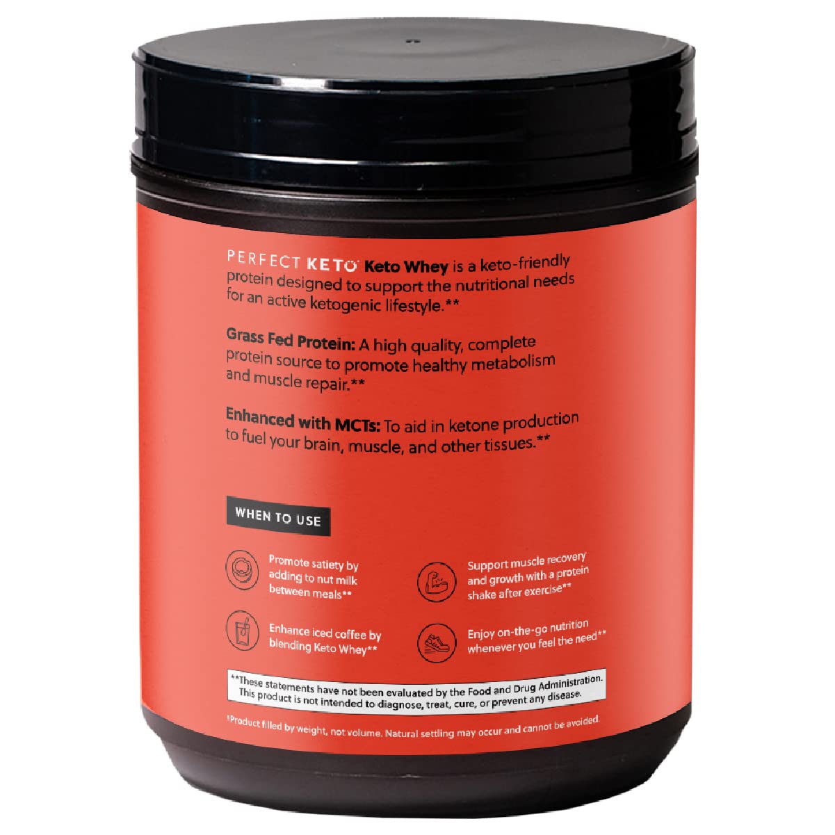 Perfect Keto Pure Chocolate Whey Protein Isolate Powder - 100% Grass Fed, All Natural, No Artificial Ingredients, Gluten Free, Soy Free, Non-GMO - Ideal for Keto Diet, Post-Workout Recovery & Healthy Lifestyle (Chocolate Flavor)