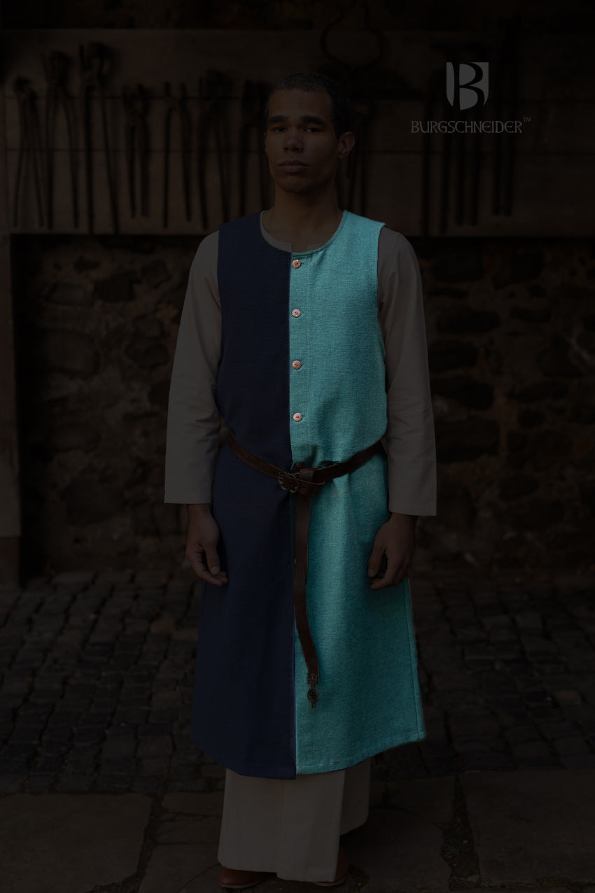 Left Side Tabard Auderic Green - Medieval Renaissance Costume Accessory for LARP, Cosplay & Historical Reenactment