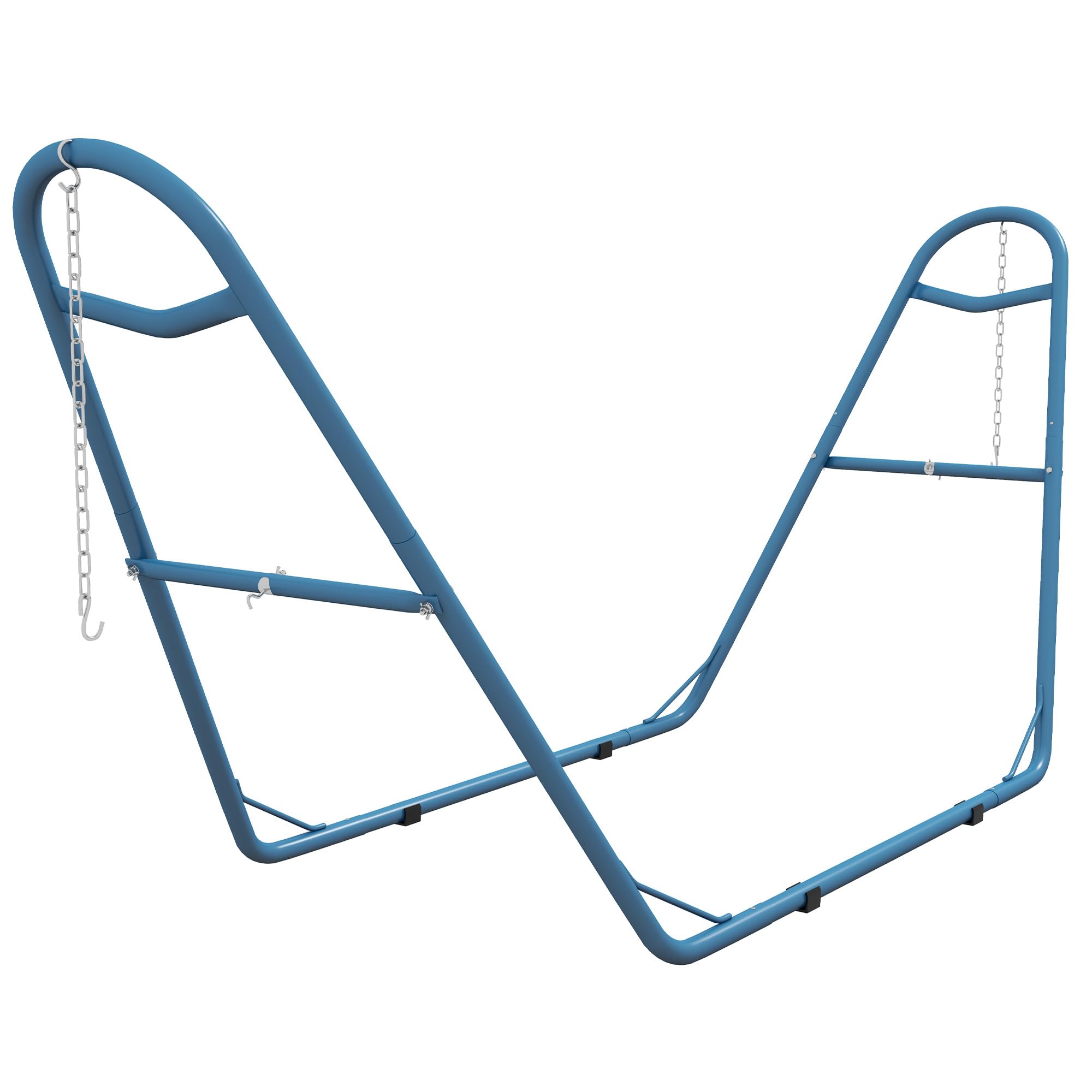 Outsunny 2-Person Portable Hammock Stand - Adjustable Steel Frame with Weather-Resistant Finish for 9-14ft Hammocks (550 lbs Capacity, Blue) - Perfect for Backyard, Patio, Camping & Beach Relaxation