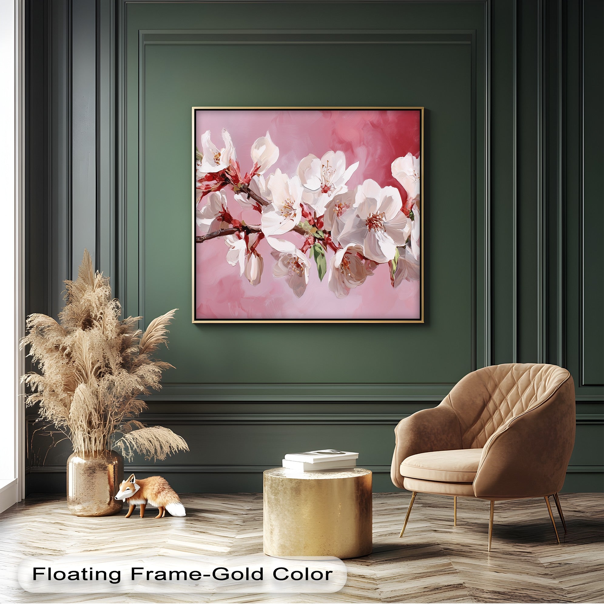 Blossoming Almond Branch Pink Canvas Print - Floral Wall Art for Living Room, Bedroom & Office Decor
