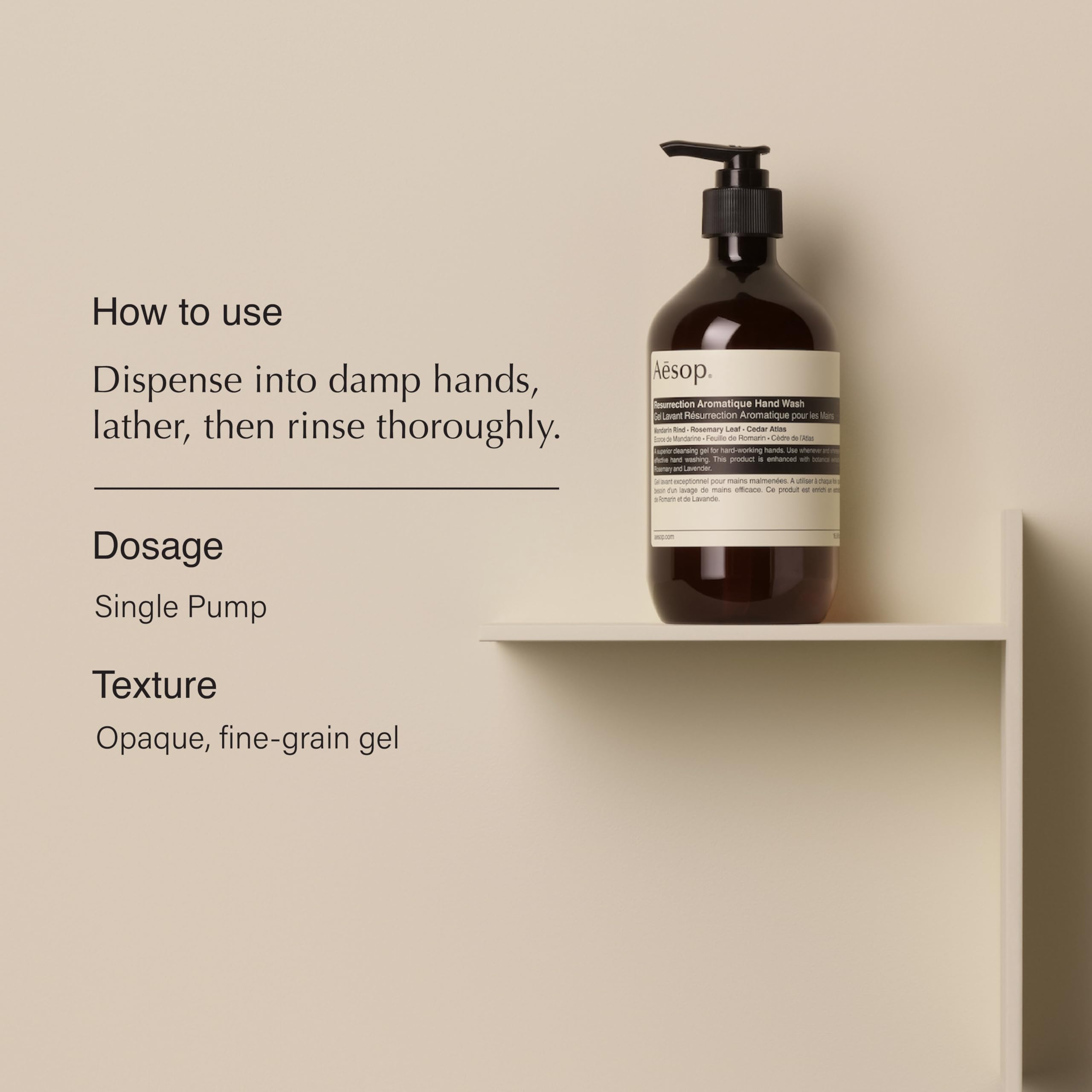 Aesop Resurrection Aromatique Hand Wash - Gentle Cleanser with Orange, Rosemary & Lavender Essential Oils | 500mL/16.9oz (Pack of 3) | Luxurious Hand Cleansing for Home, Spa & Office Use