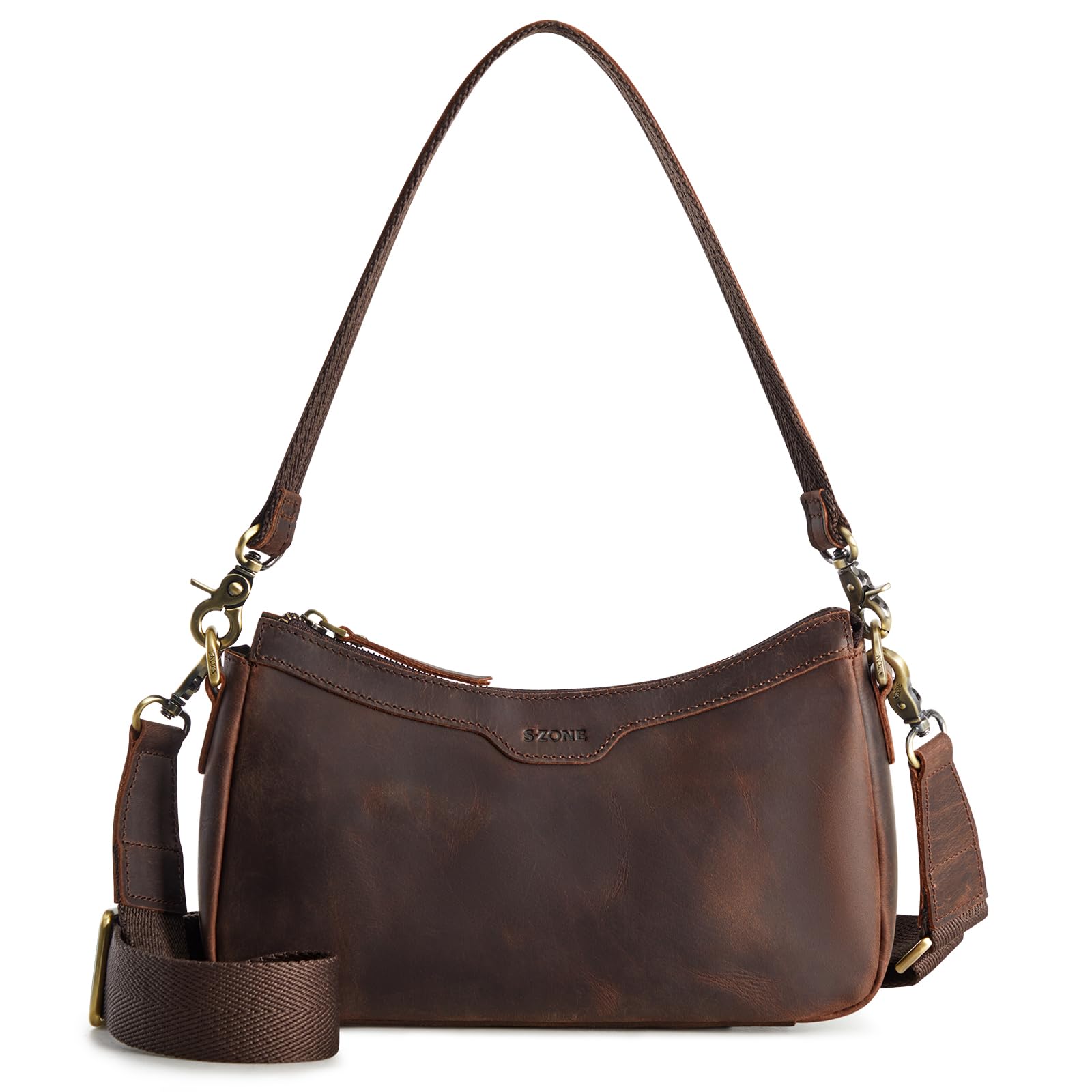 Women's S-ZONE Leather Crossbody Bag - Stylish Hobo Purse for Daily Use