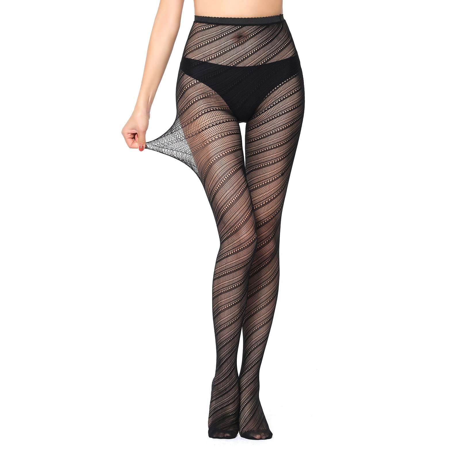 NaRHbrg Women's Sexy Fishnet Tights - Black Graphic Pantyhose, Thigh-High Lace Stockings & Leggings for Lingerie | Perfect for Cosplay, Night Out & Fashion Outfits