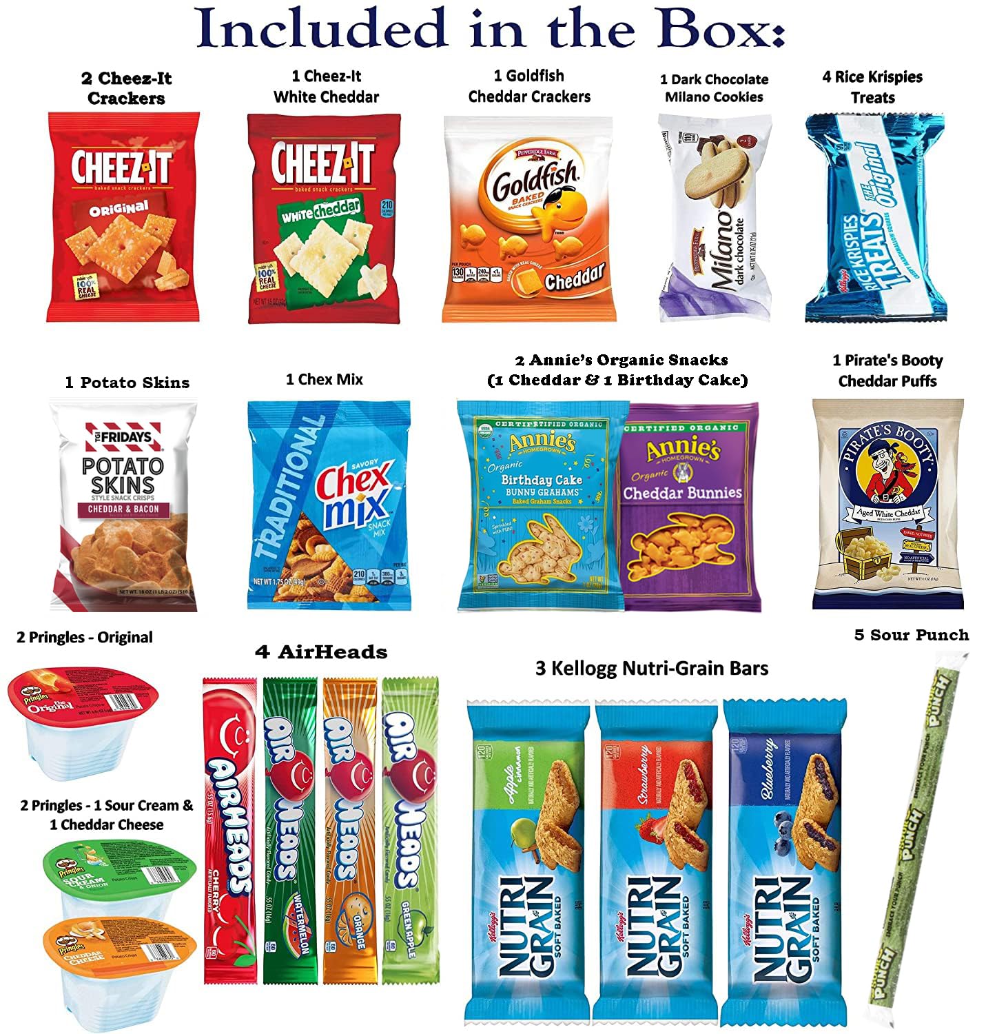 Foxy Fane 60 Count Snack Box - Ultimate Gift Care Package with Assorted Crackers, Cookies, Candy & Chips - Bulk Variety Pack of 60 Delicious Snacks | Perfect for Office Snacks, Birthday Gifts, Care Packages & Party Favors