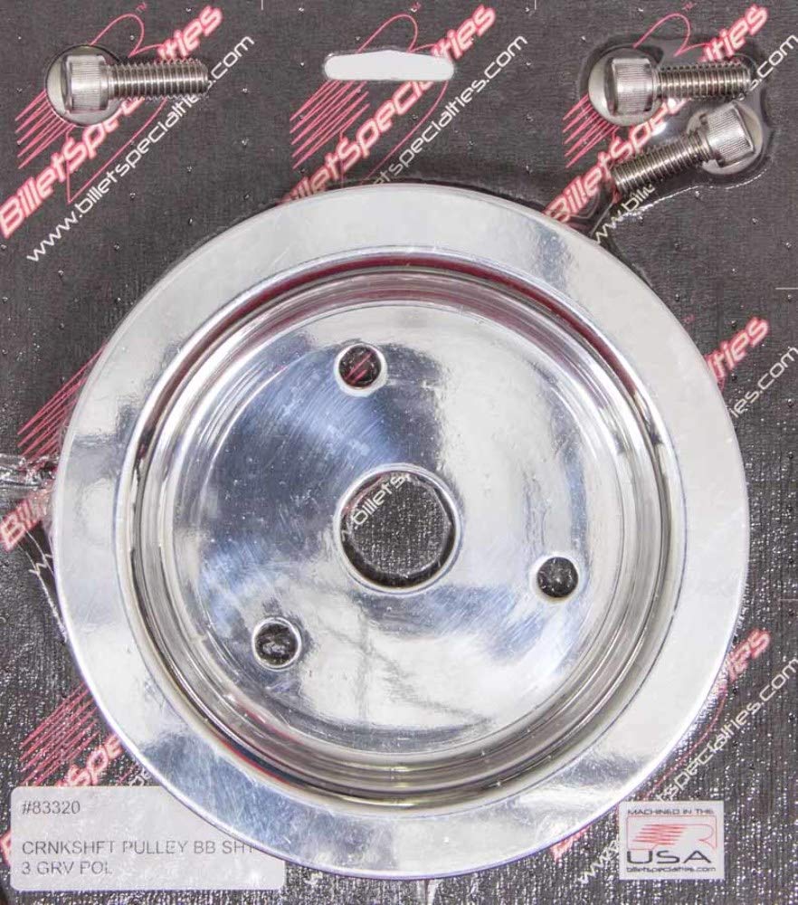 Billet Specialties 83320 Polished 3 Groove Water Pump Lower Pulley for Big Block Chevy - High Performance Engine Upgrade for Classic Muscle Cars & Hot Rods