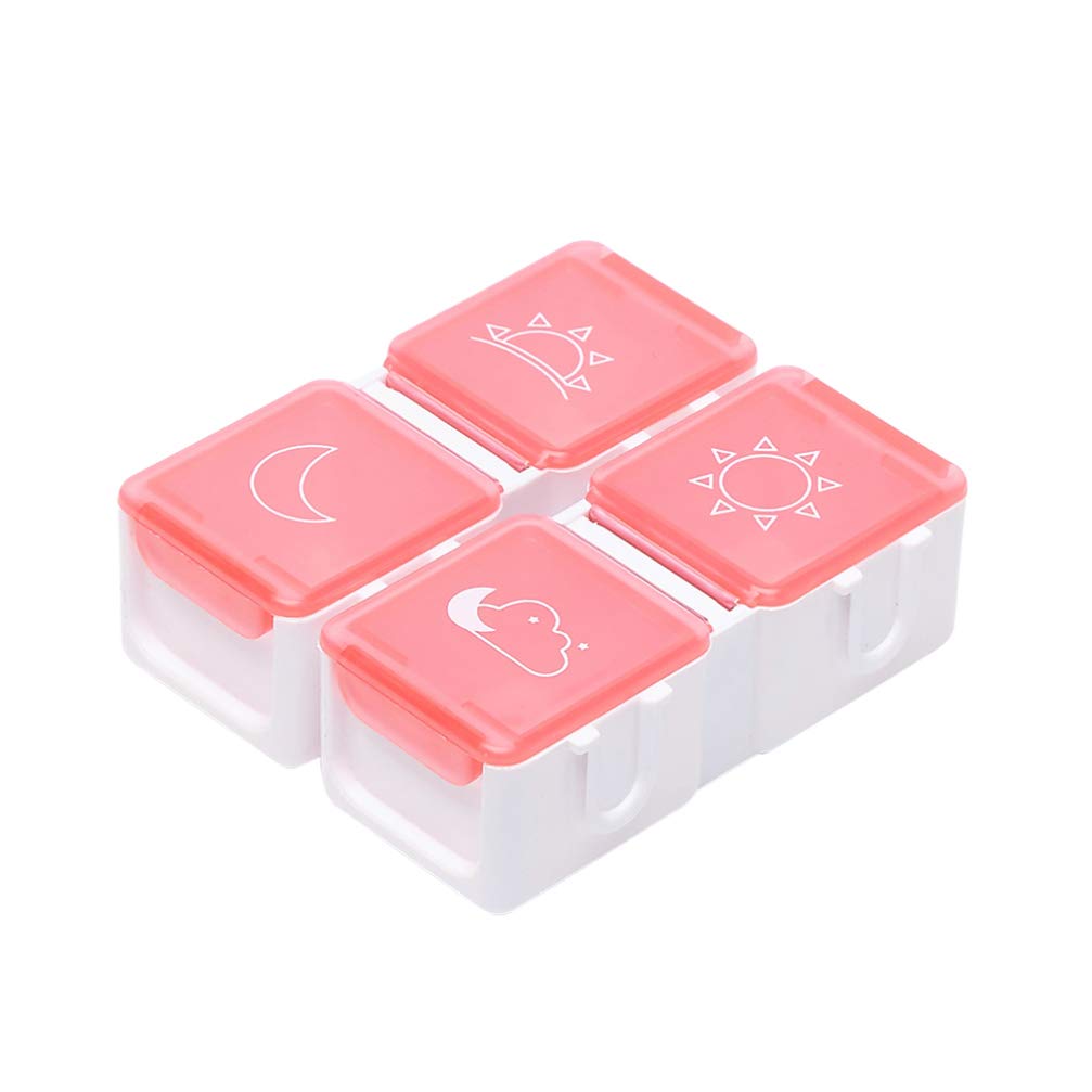 DOITOOL 4-Slot Travel Pill Organizer - Portable Mini Plastic Medicine Storage Case for Pills, Vitamins & Supplements - Compact Pill Box for Travel, Hiking, Camping & Outdoor Activities (Red)