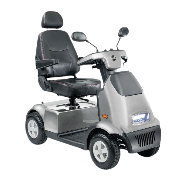 Afikim Afiscooter C4 4-Wheel Electric Mobility Scooter for Adults & Seniors - Lightweight Foldable Design - Silver - Perfect for Indoor & Outdoor Use, Shopping Malls, Parks & Travel