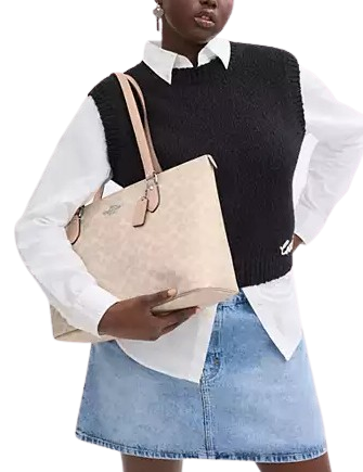 Coach Signature Canvas Gallery Tote Bag - Stylish Women's Handbag for Work, Travel & Everyday Use | Premium Leather Trim & Spacious Design