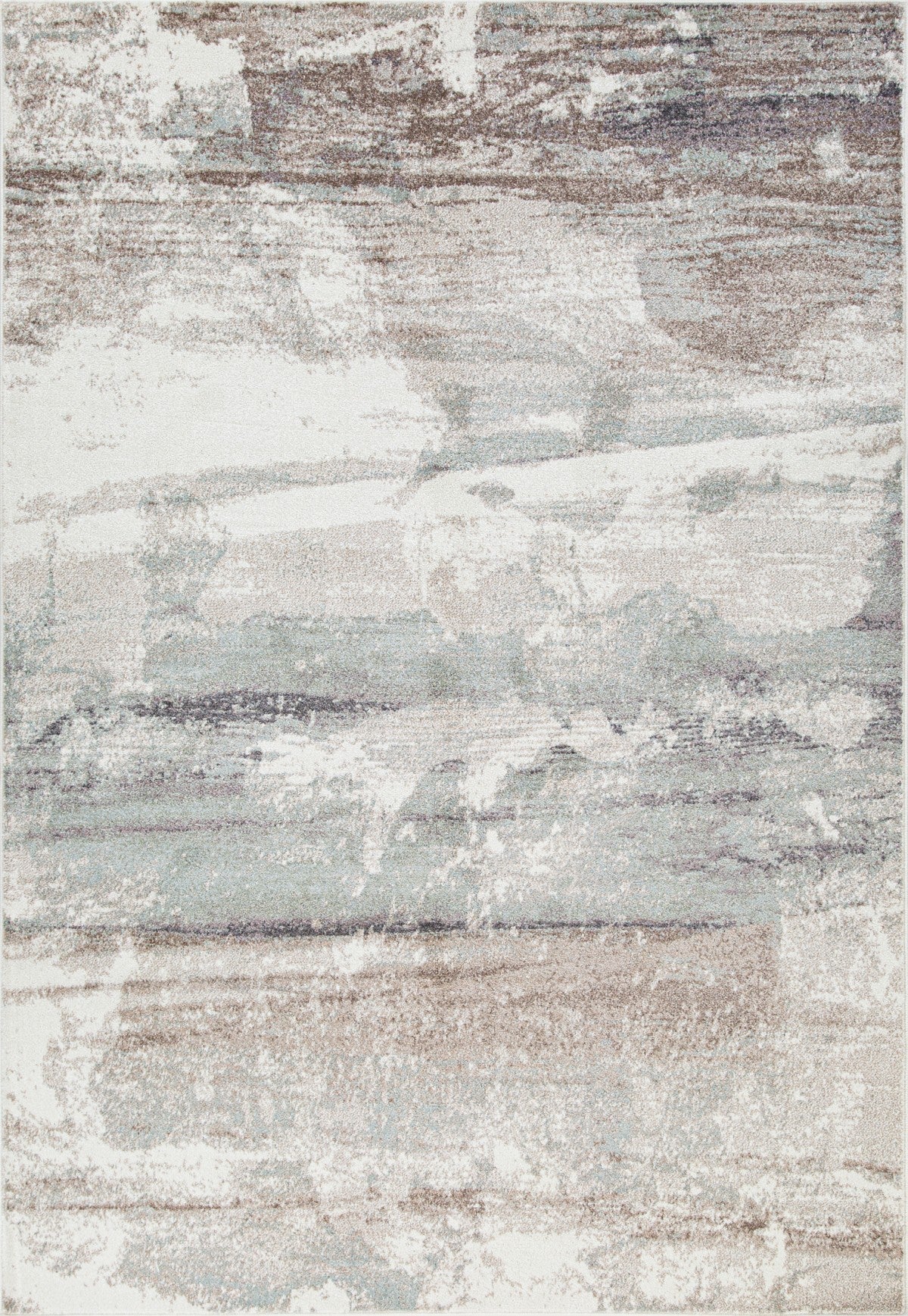 8x11 Area Rug in White & Beige - Soft Modern Living Room Rug for Home Decor, Bedroom, Office