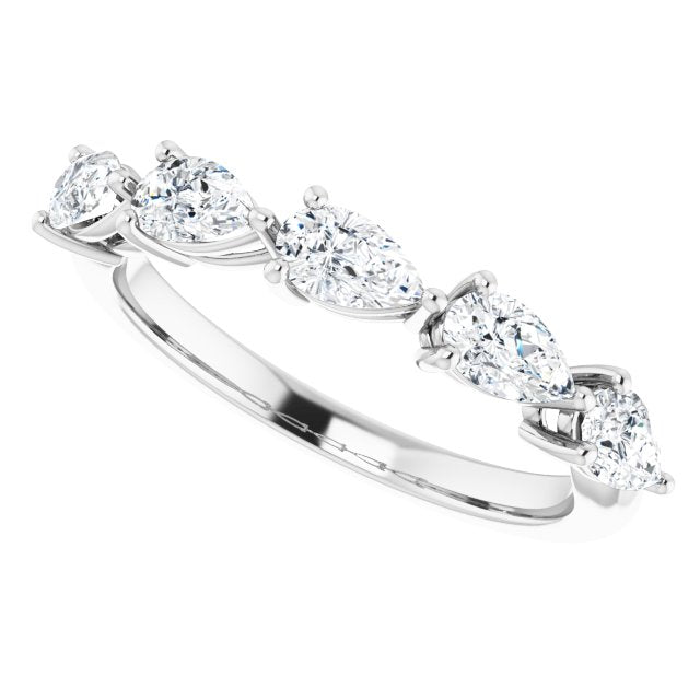 1.25 Carat Pear Cut Diamond Wedding Band - 5 Stone Anniversary Ring for Women - Elegant Bridal Jewelry for Engagement, Proposal & Special Occasions