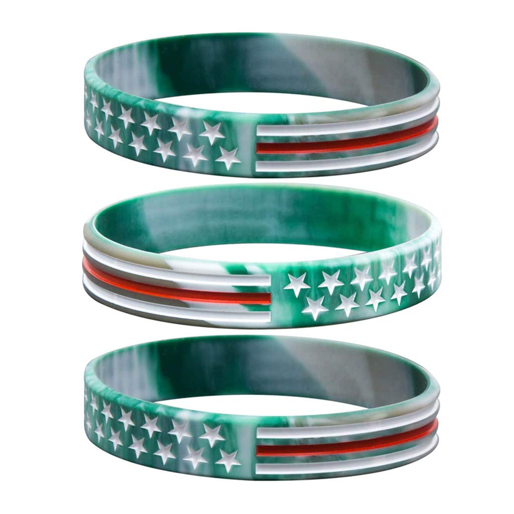 Patriotic USA Flag Silicone Wristband - Thin Red White & Blue Star Bracelet for Men Women - Perfect for 4th of July, Veterans Day & Patriotic Events