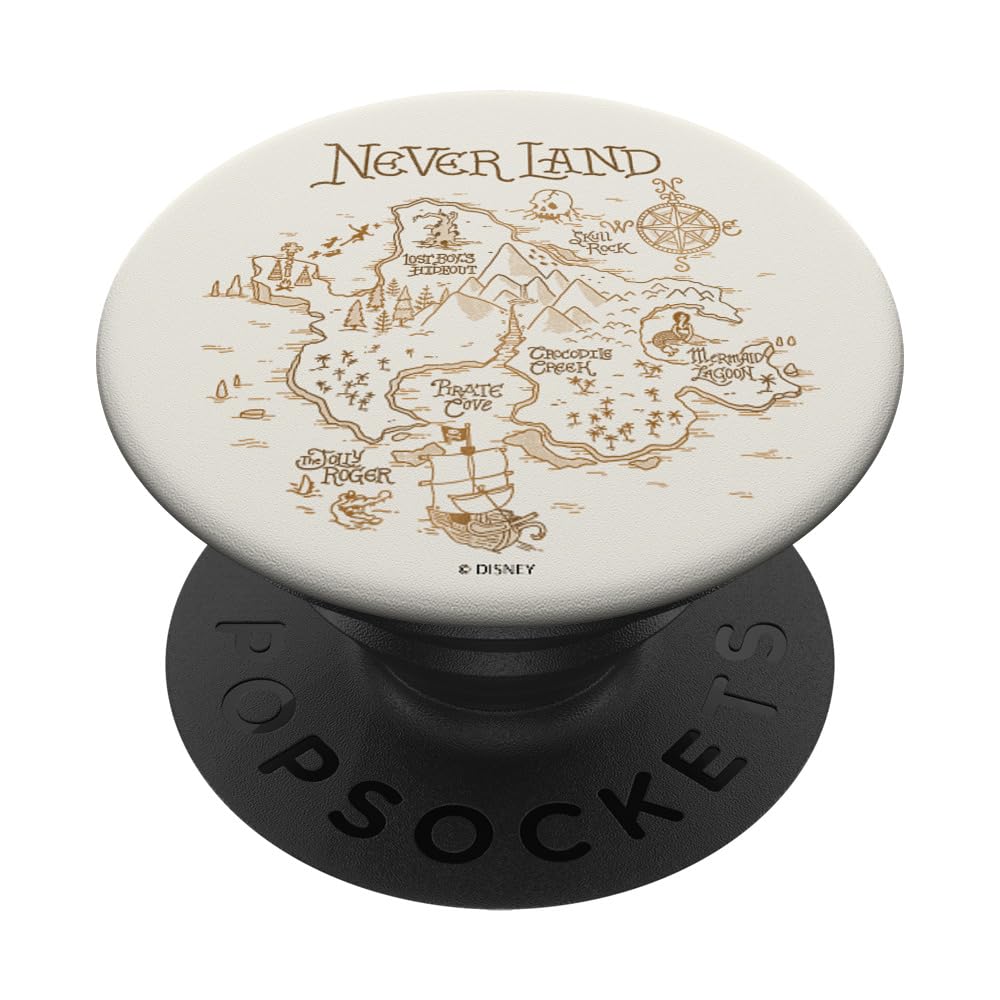 Disney Peter Pan Neverland Map PopSockets PopGrip - Swappable Phone Grip & Stand for iPhone, Samsung & Smartphones - Perfect for Travel, Commuting & Everyday Use