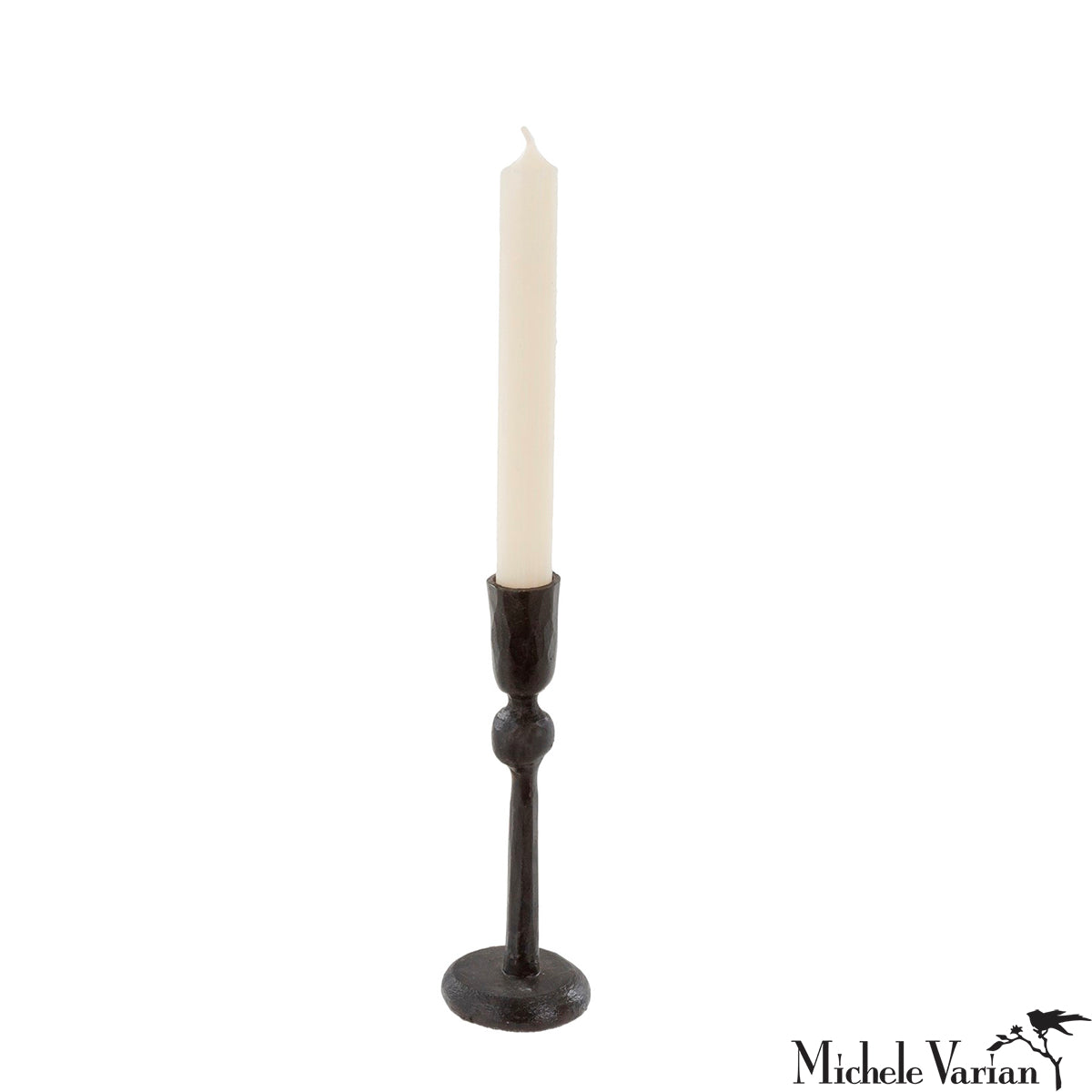 Blackened Metal Candle Holder - 7.25 Inch Rustic Home Decor for Table Centerpiece, Wedding, Dinner Party & Farmhouse Style Decorating