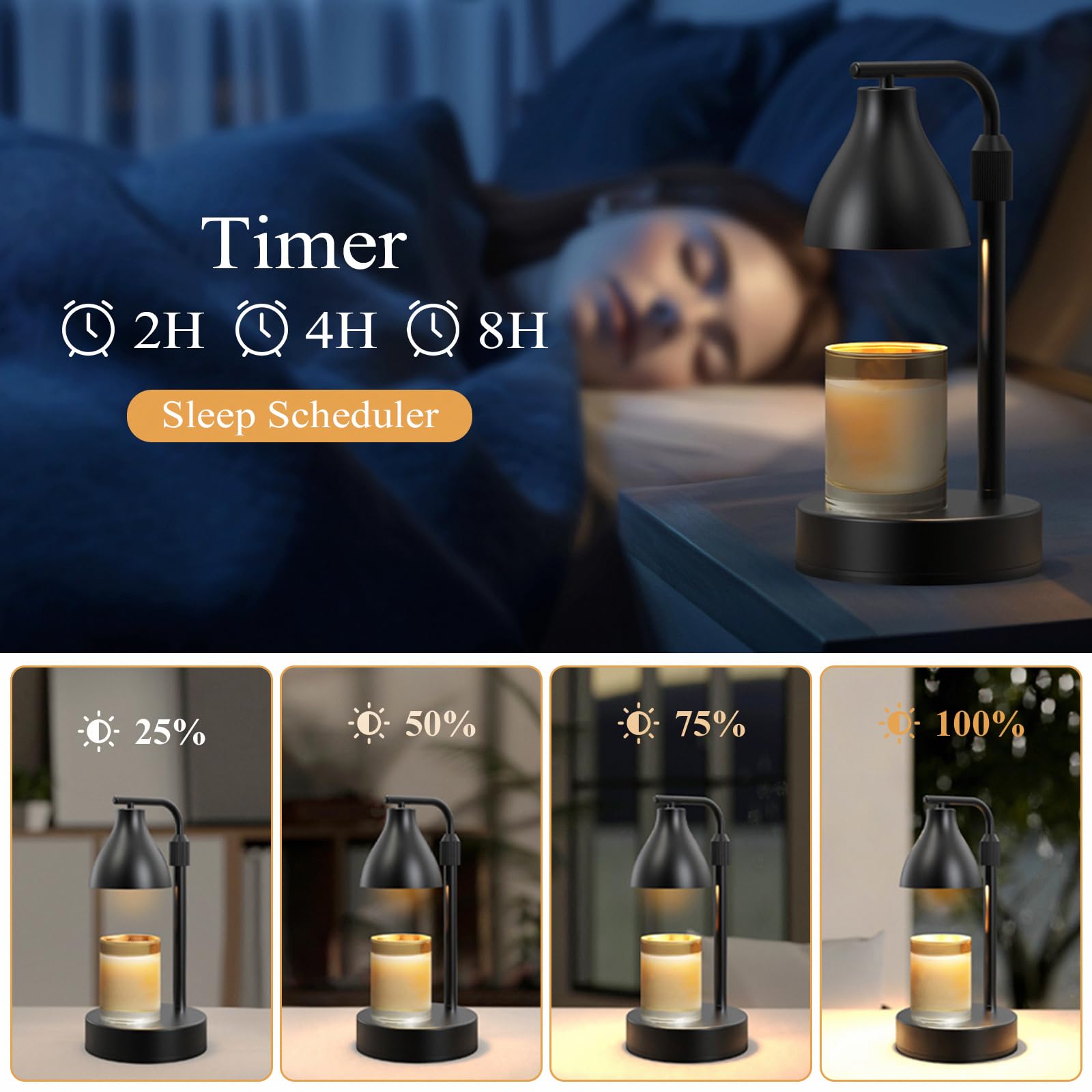 Vaincre Electric Candle Warmer Lamp with Timer & Dimmer - 2 Bulbs Included - Romantic Home Decor for Bedroom, Bathroom, Spa - Perfect Gift for Women, Mothers Day, Christmas