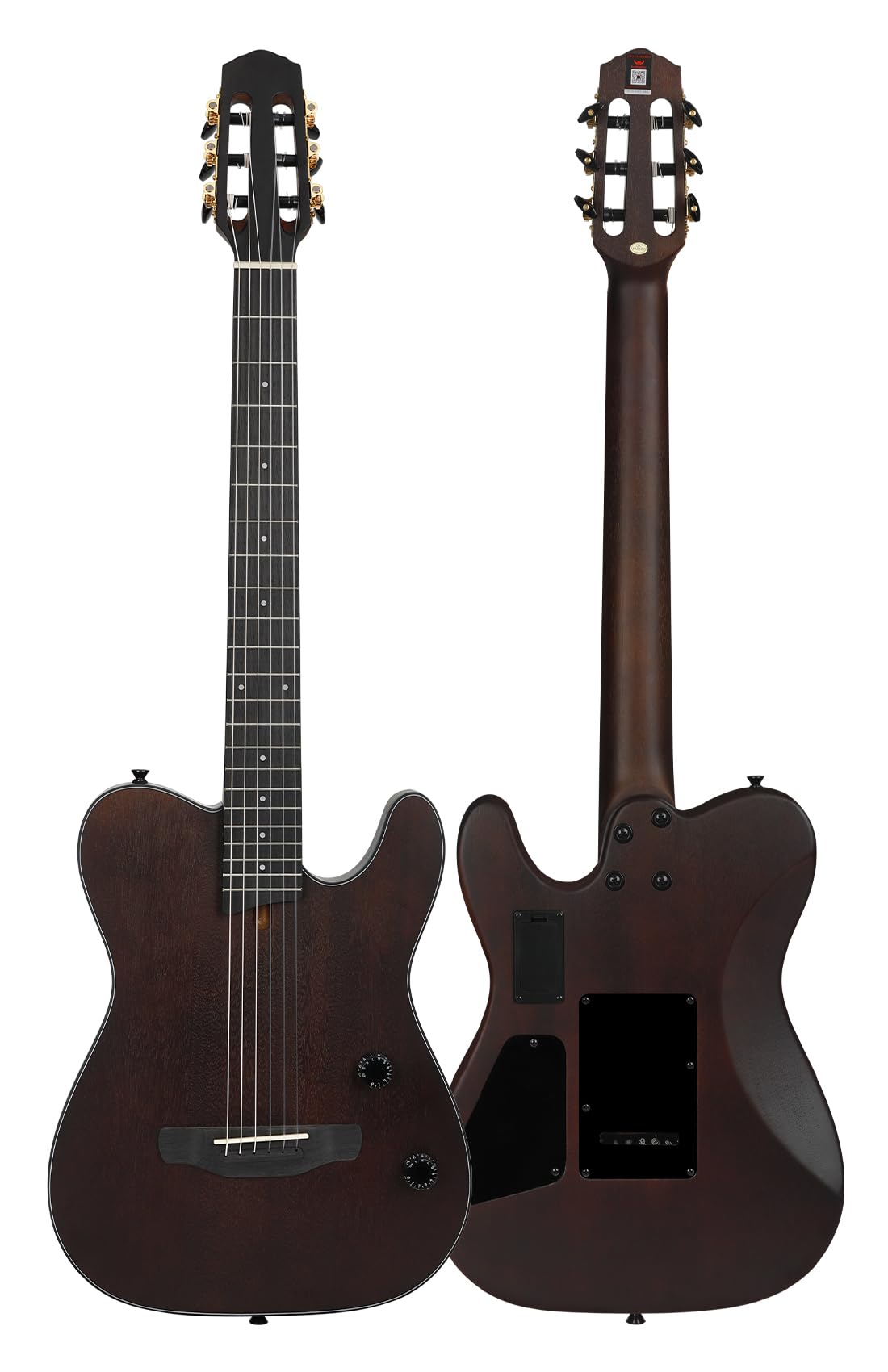 Bullfighter Silent Acoustic Guitar - 6 String Nylon Travel Guitar with Built-in Pickups, Solid Body & Steel Strings - Includes Case, Strap & Strings (Model K7) | Perfect for Travel, Practice & Outdoor Performances