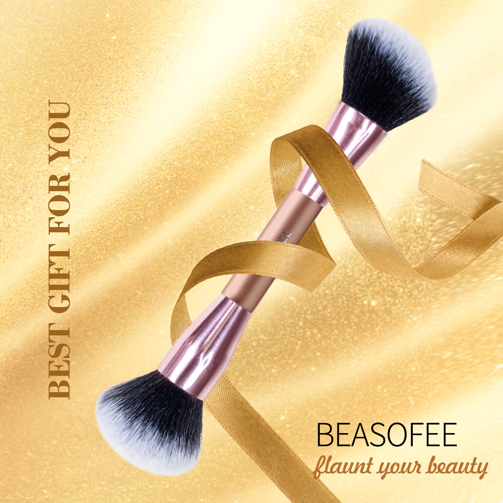 Professional Double Ended Makeup Brush Set - Foundation & Contour Brush for Blending Liquid, Powder, Concealer & Cream Cosmetics | Perfect for Everyday Makeup & Professional Studio Use