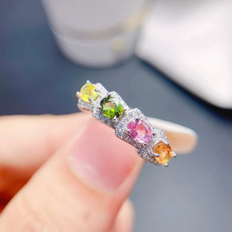 Sterling Silver Tourmaline Ring for Women - Elegant Gemstone Jewelry Gift for Birthday, Anniversary & Special Occasions | Perfect for Daily Wear, Parties & Formal Events