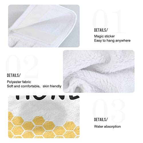 Honey Bee Kitchen Hanging Hand Towels - 2 Pack Absorbent Cotton Loop Towels for Bathroom, Kitchen & Home Decor | Sweet Bee Design, Soft & Durable for Daily Use, Gifts