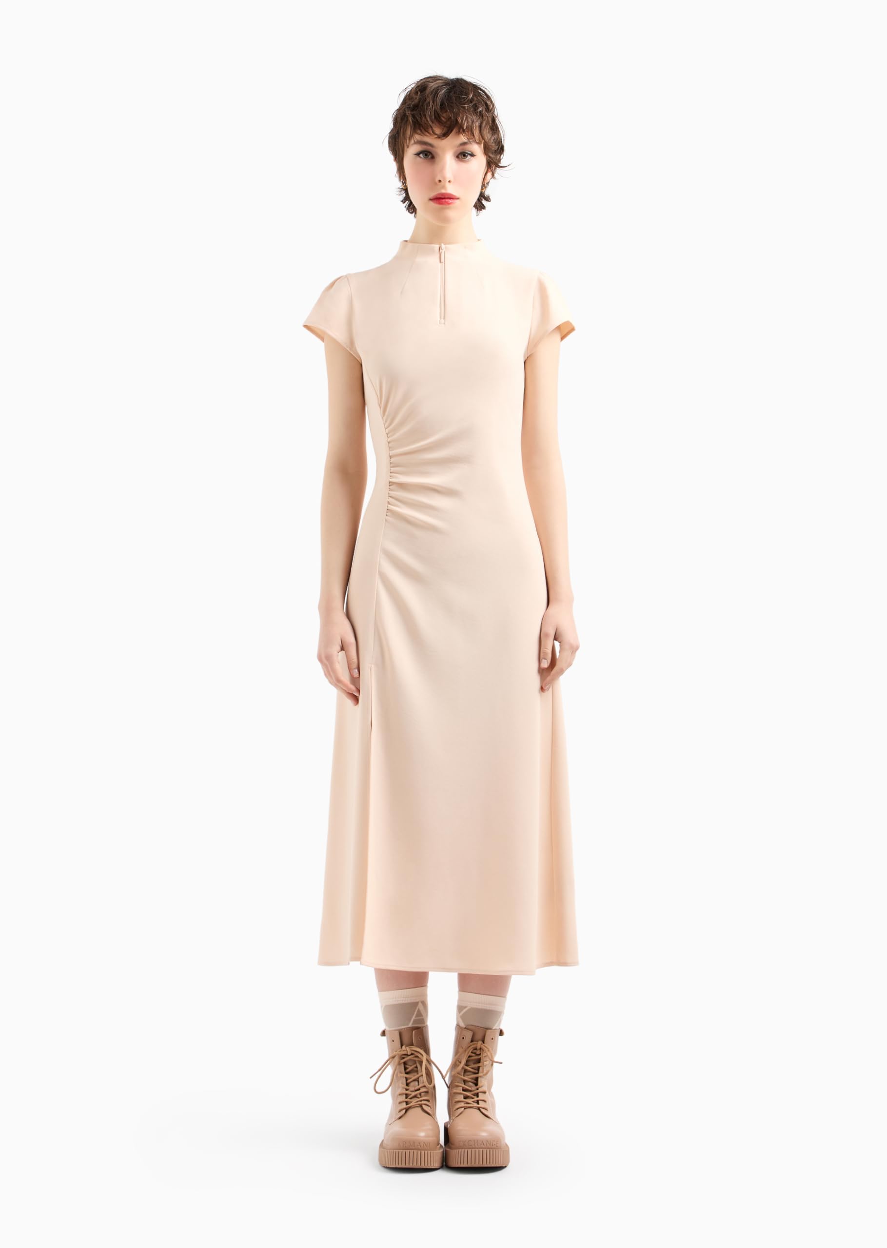 Armani Exchange Women's Midi Dress with Zipper Mock Neck - Stylish Casual & Evening Wear for Women