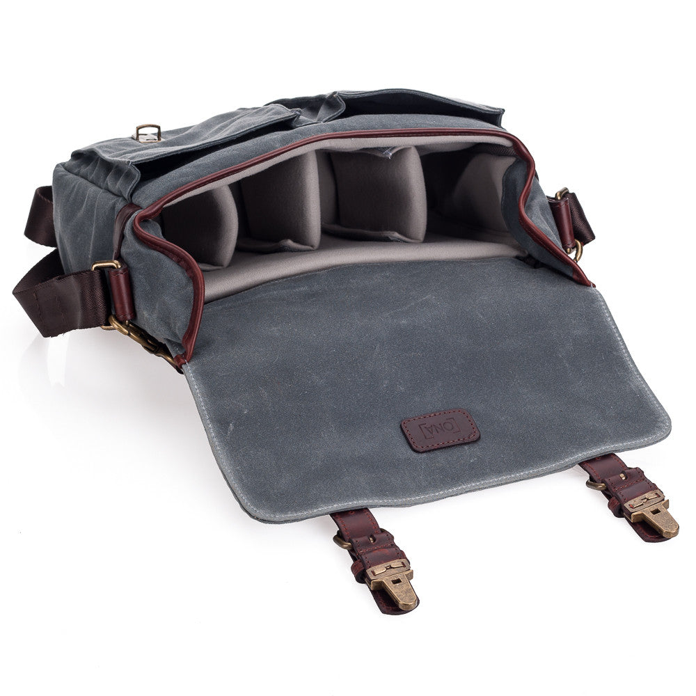 ONA Prince Street Camera Messenger Bag - Durable Leather Camera Bag for DSLR & Mirrorless Cameras - Perfect for Travel, Street Photography & Daily Commute - Smoke Color