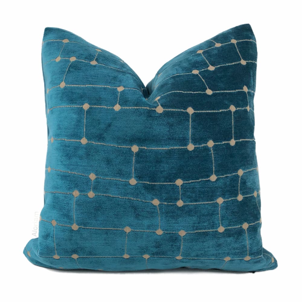 Isaac Peacock Teal Blue Velvet Pillow Cover - Luxurious Decorative Throw Pillow Case for Sofa, Bed & Home Decor - 18x18 Inches