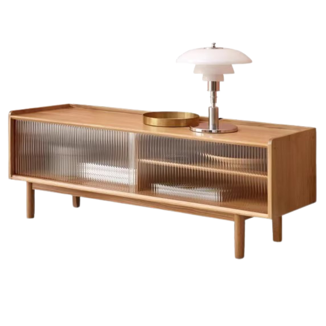 Solid Oak Wood TV Stand - Small Size with Multiple Style Options - Perfect for Living Room, Bedroom & Home Theater Setup