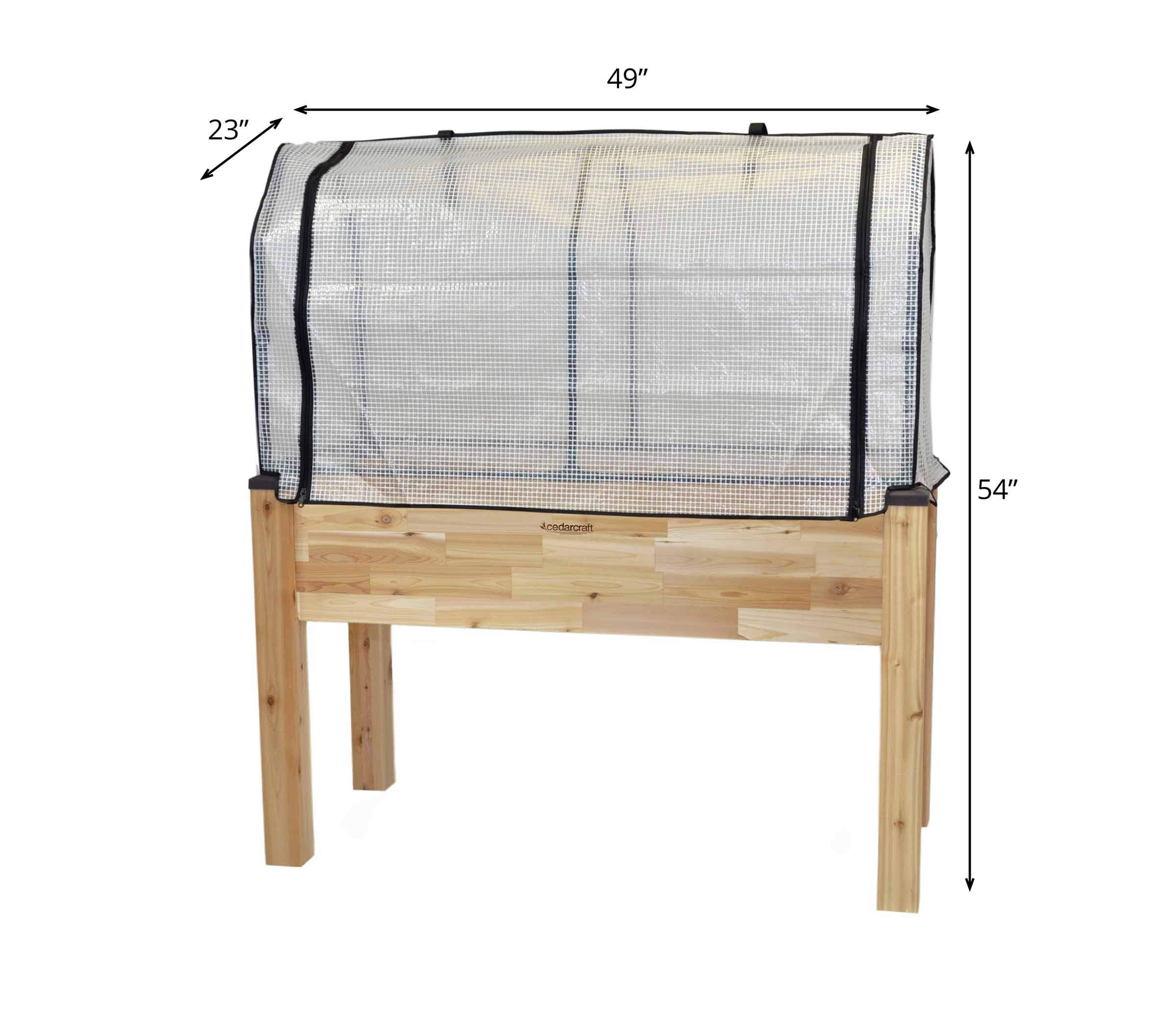 **Self-Watering Elevated Cedar Planter Box - 23” x 49” x 30” Raised Garden Kit with Greenhouse Cover for Tomatoes, Vegetables & Herbs - Perfect for Patio, Balcony & Backyard Gardening**