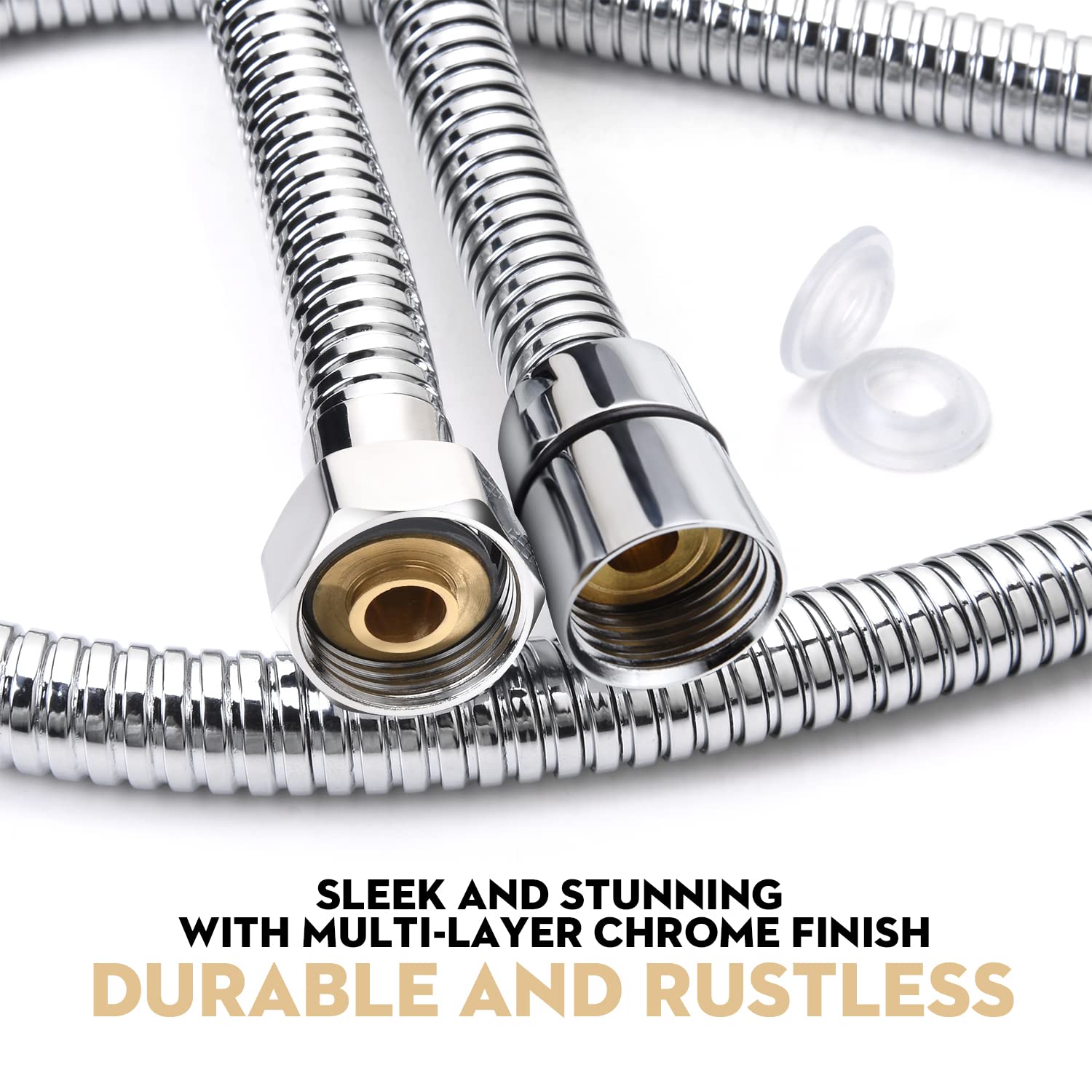 Extra Long 118 Inch Shower Hose - Brushed Chrome Handheld Shower Head Hose with Brass Insert & Nut - Lightweight & Flexible for Bathroom, RV, and Mobile Home Use