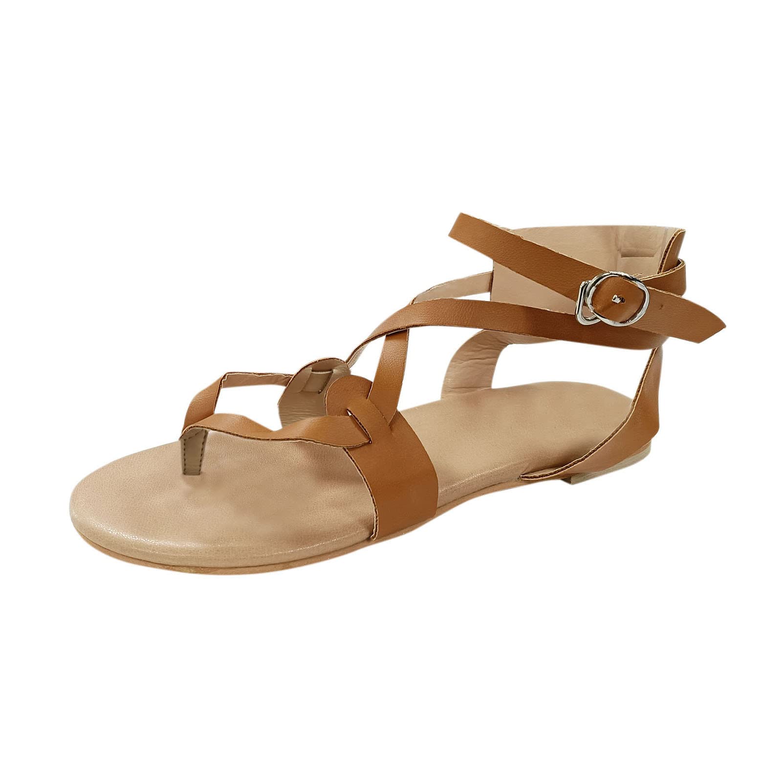Women's Retro Flip Flop Sandals - MLtuutou Buckle Flat Summer Sandals for Women Size 8.5 (Brown, EU 37) | Beach, Pool & Casual Outfits