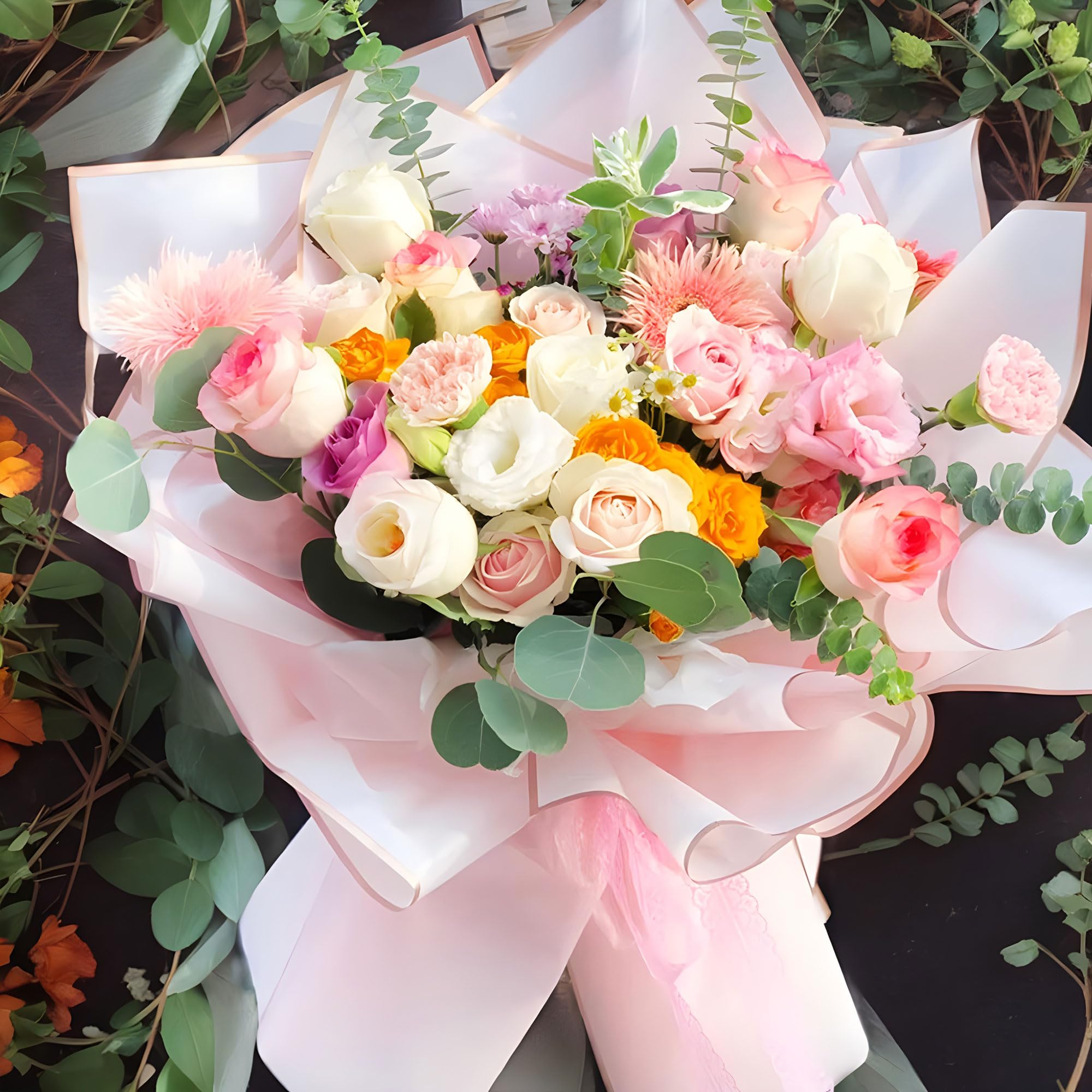 Alijoy 20 Sheets Pink Floral Wrapping Paper - 22.8