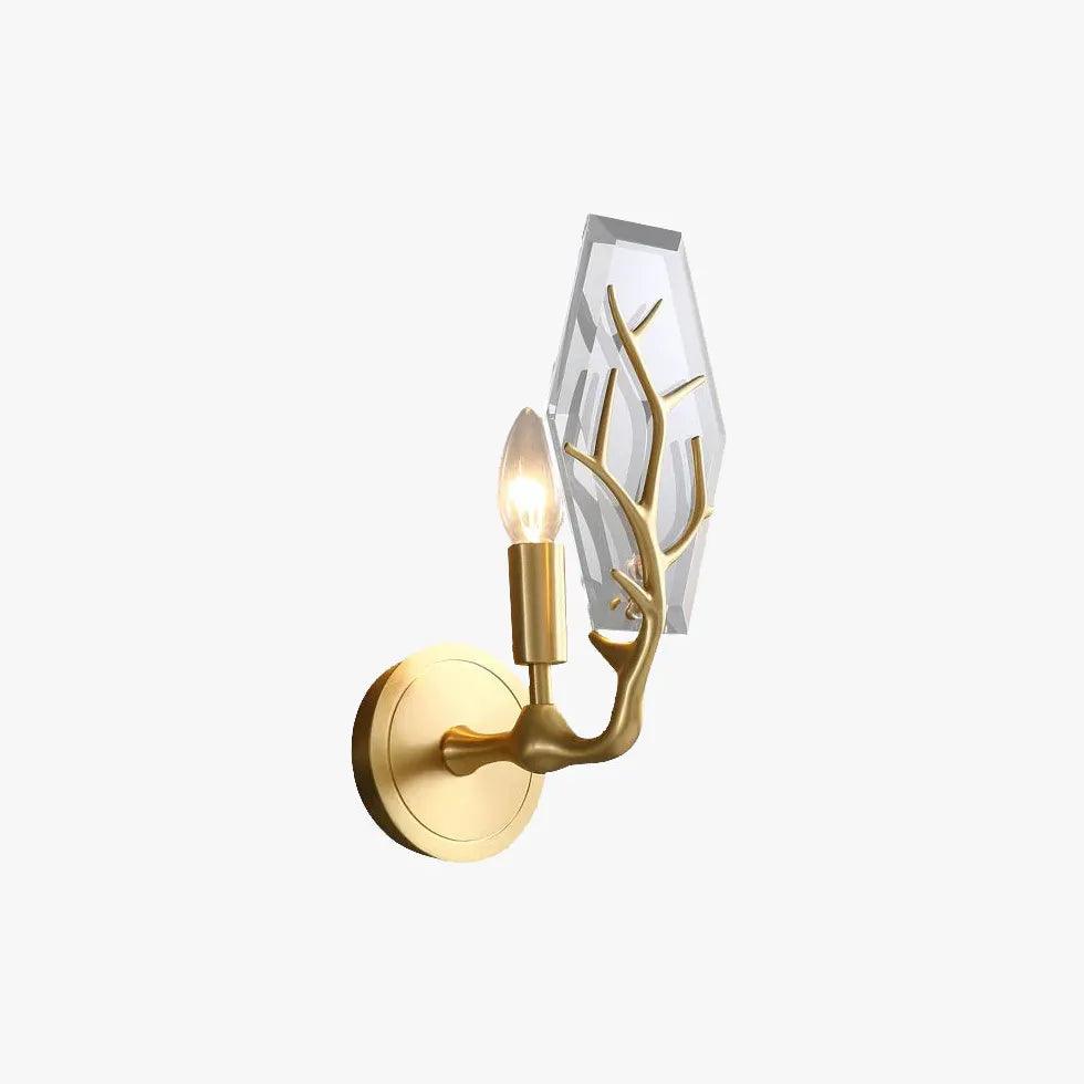 Deer Antler Crystal Gold Wall Lights - Elegant Vintage Sconces for Living Room, Bedroom, and Dining Room Decor