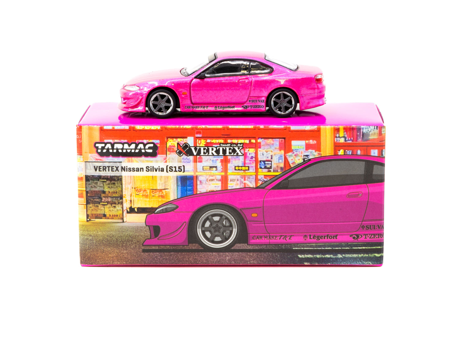 Tarmac Works 1/64 Scale Diecast Model - Nissan Silvia S15 Pink Metallic Collectible Toy Car for Adults & Kids | Perfect for Display, Racing Games & Car Enthusiast Collections