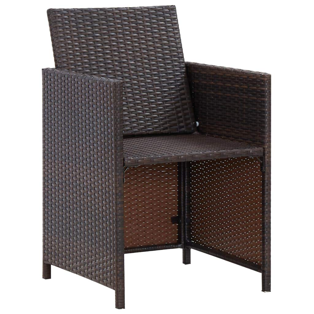FAMIROSA 2-Piece Brown Poly Rattan Garden Chairs with Cushions - Outdoor Patio Furniture Set for Backyard, Poolside & Balcony Relaxation